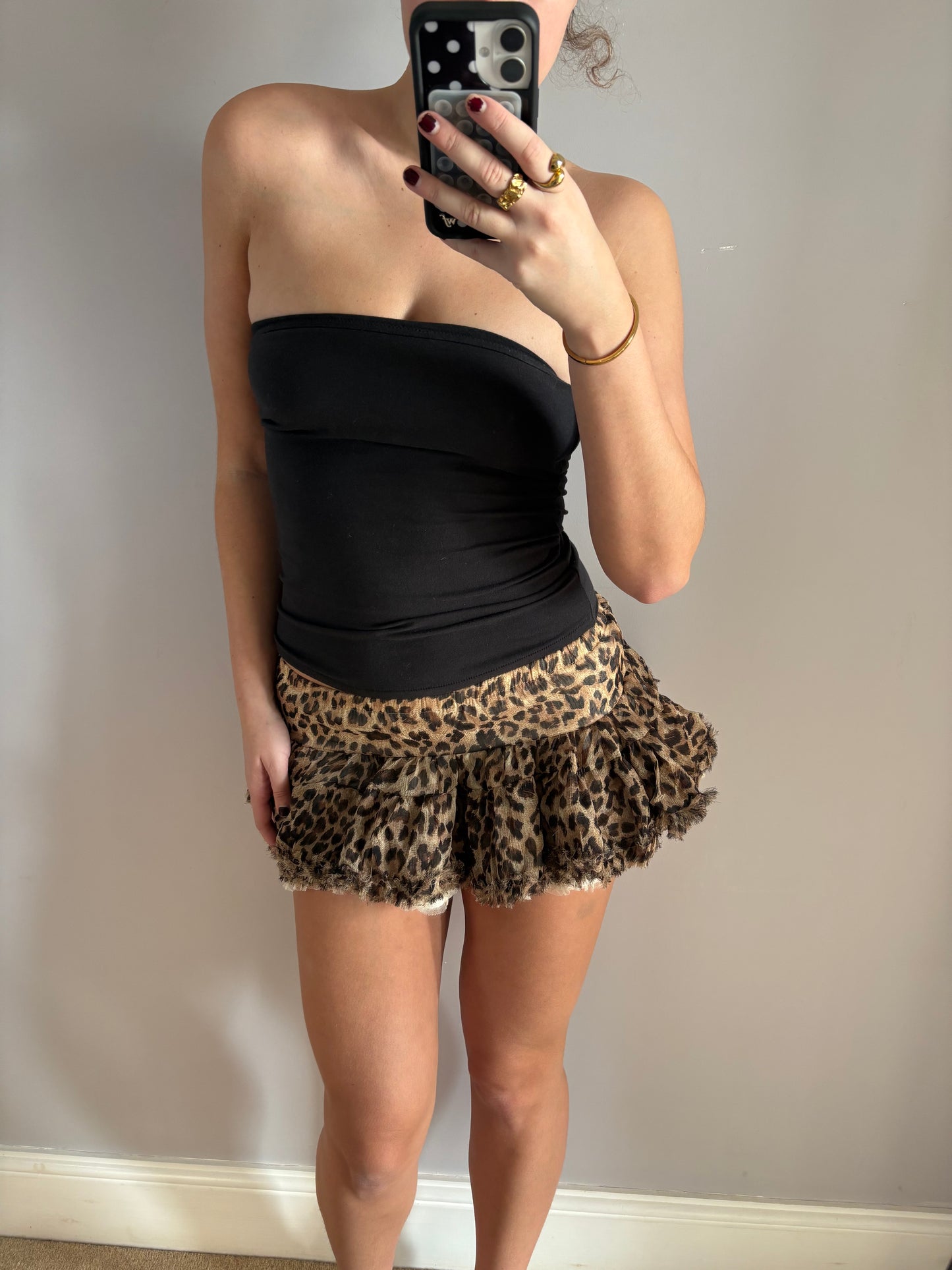 leopard mini skirt