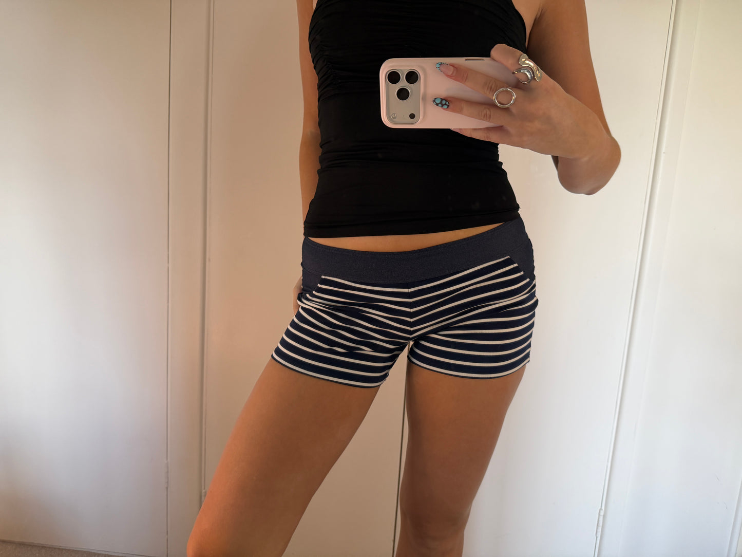 striped mini shorts