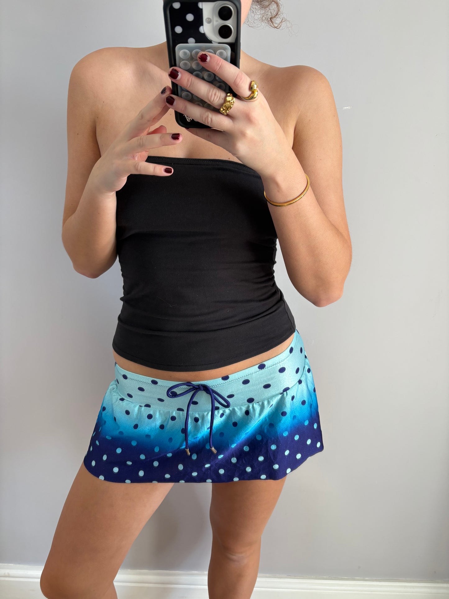 polka dot mini skirt