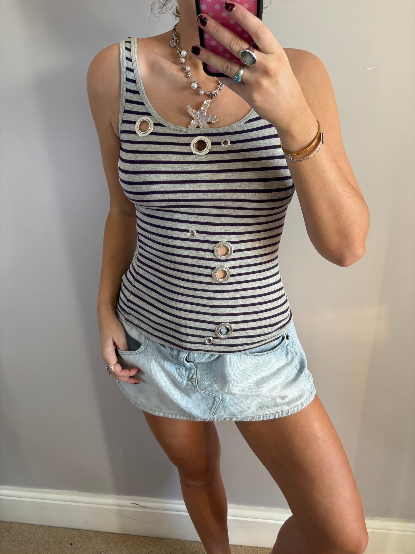 striped grommet top