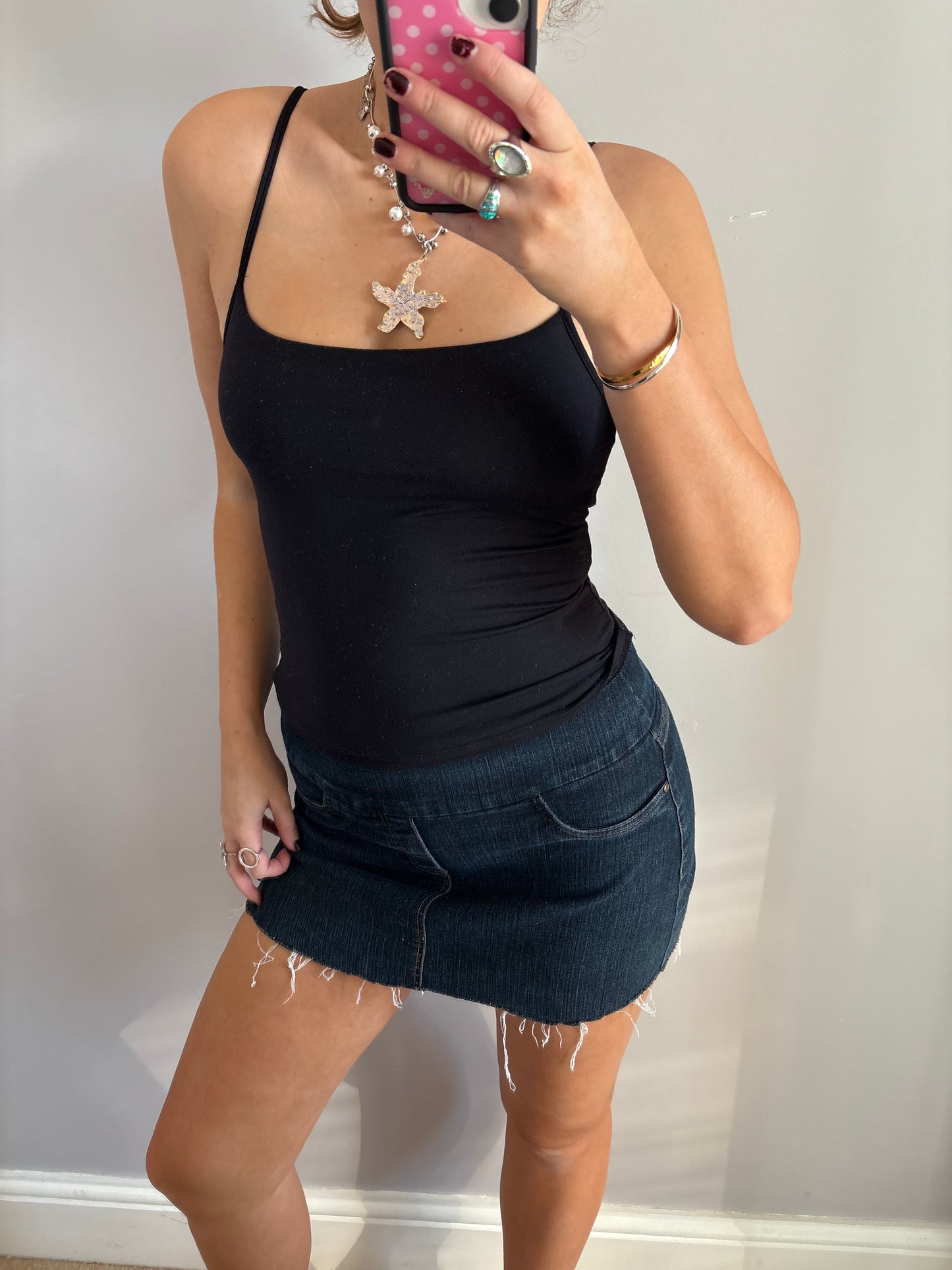 denim mini skirt