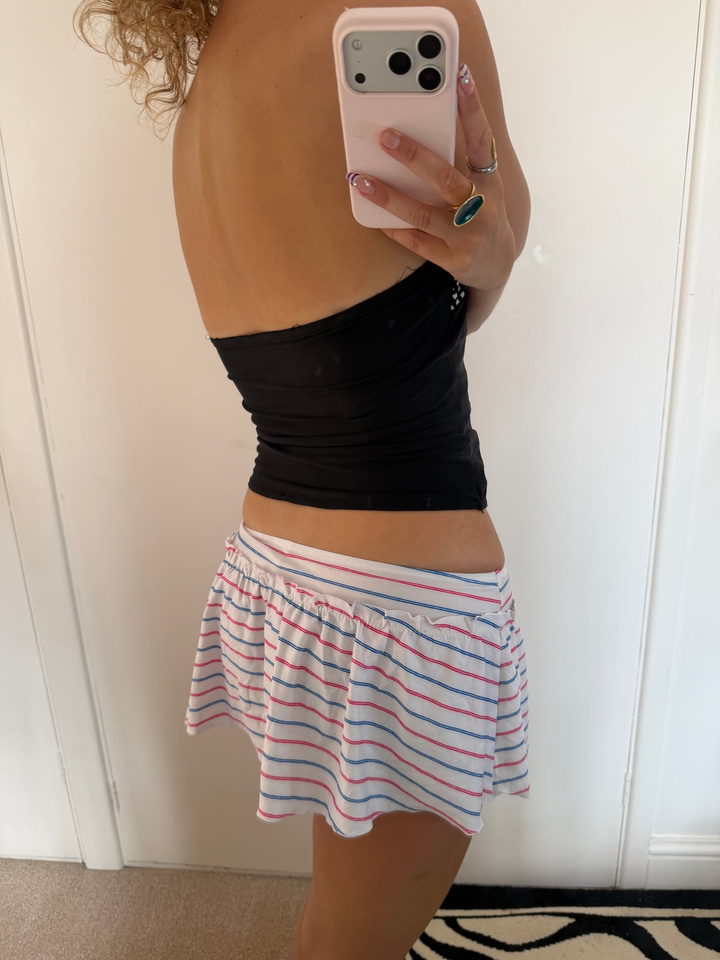 striped mini skirt