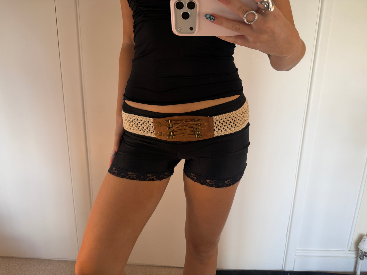 black mini shorts