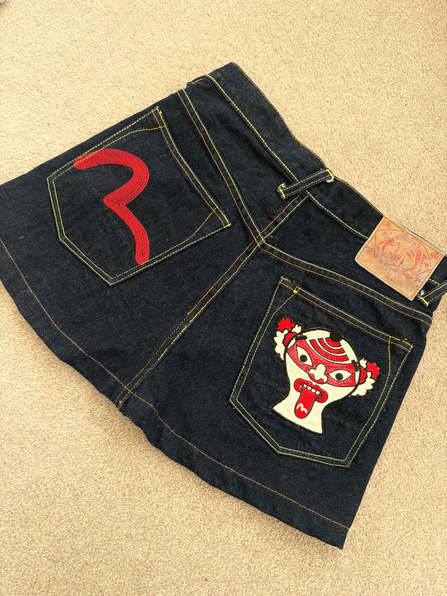 evisu mini skirt
