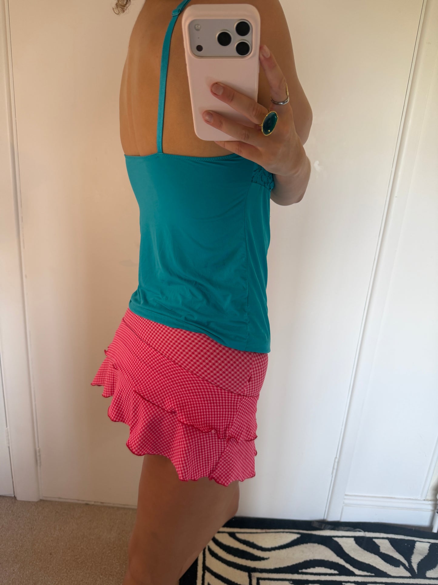 pink mini skirt