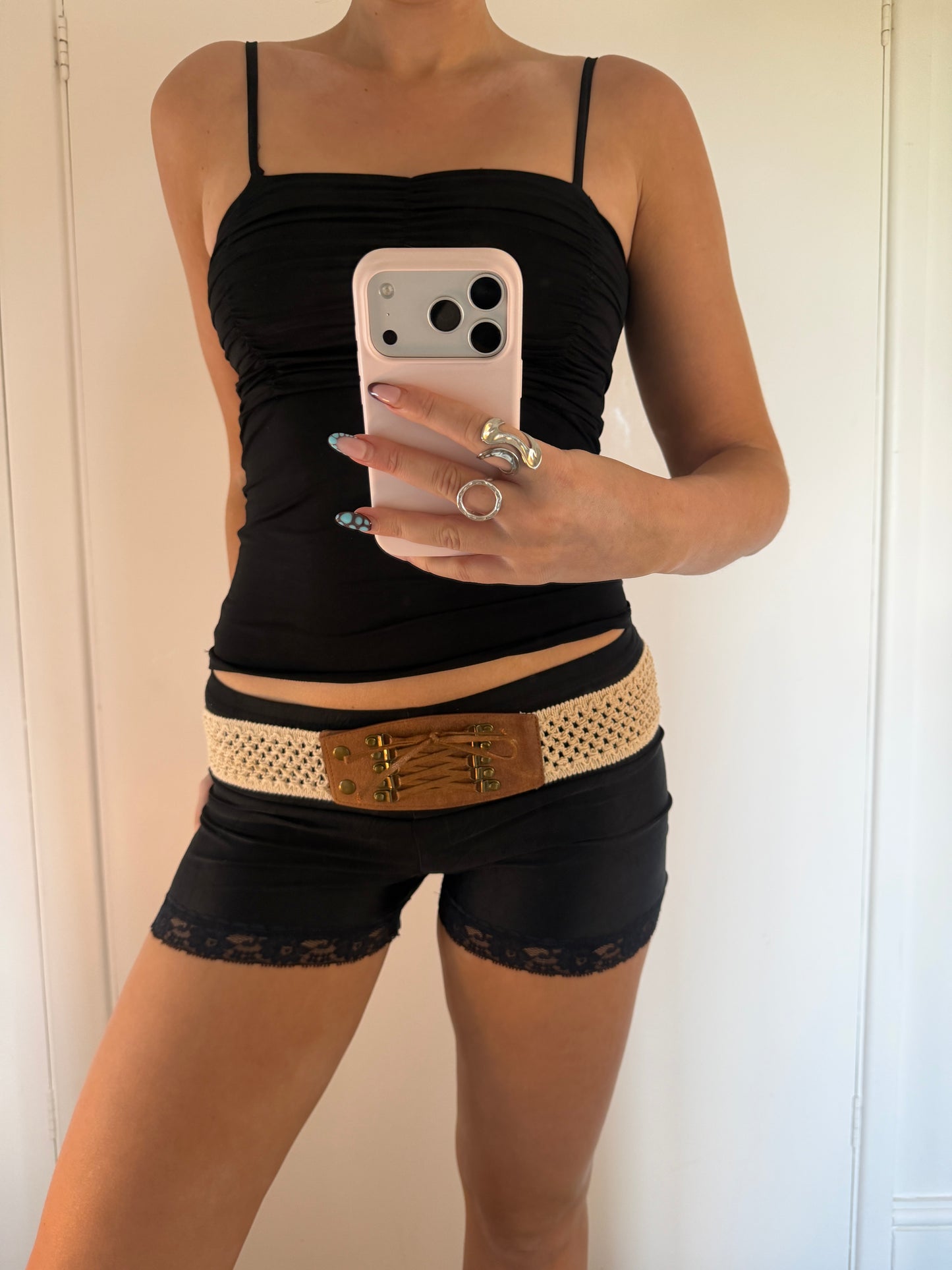 black mini shorts