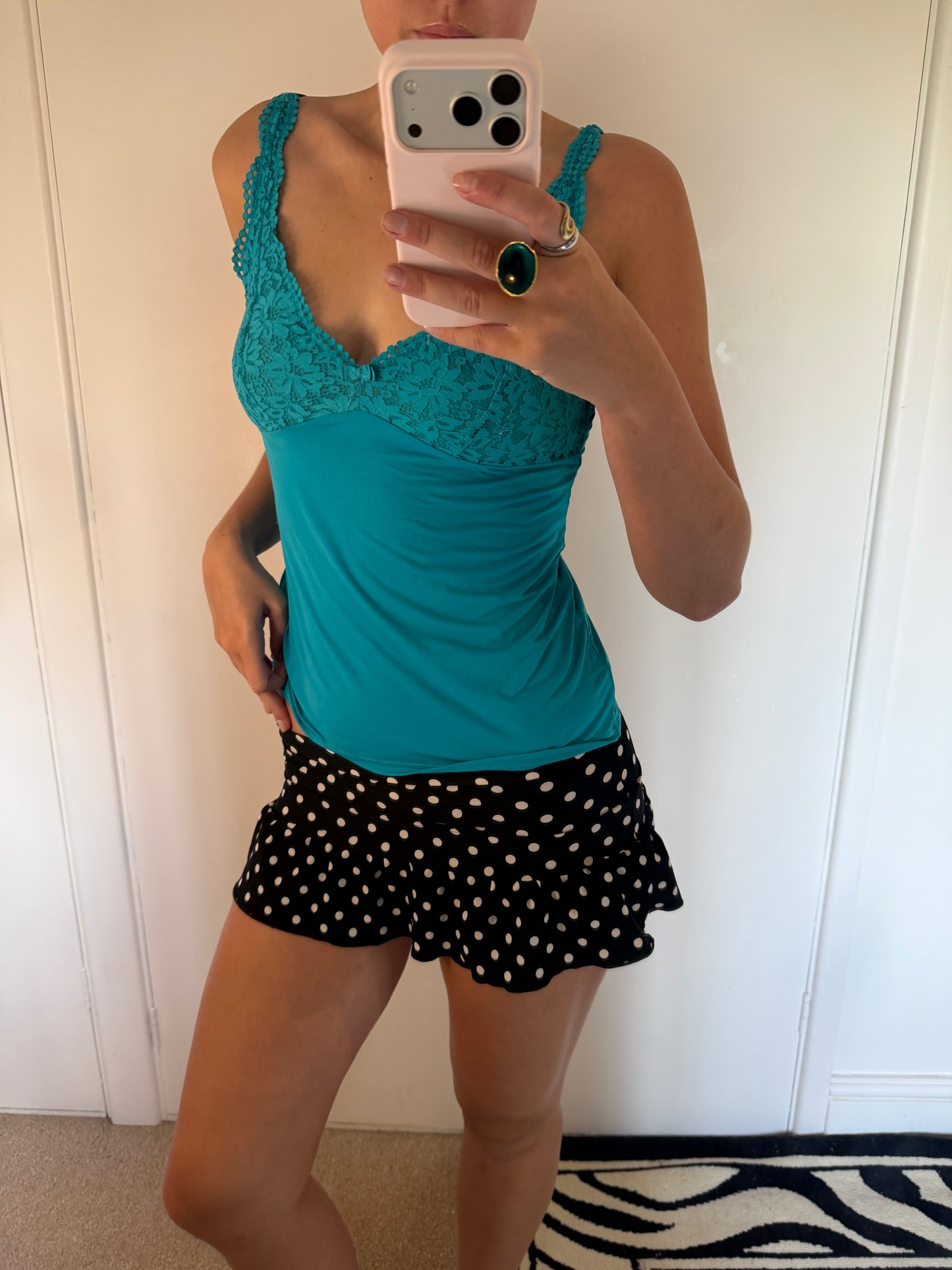 polka mini skirt