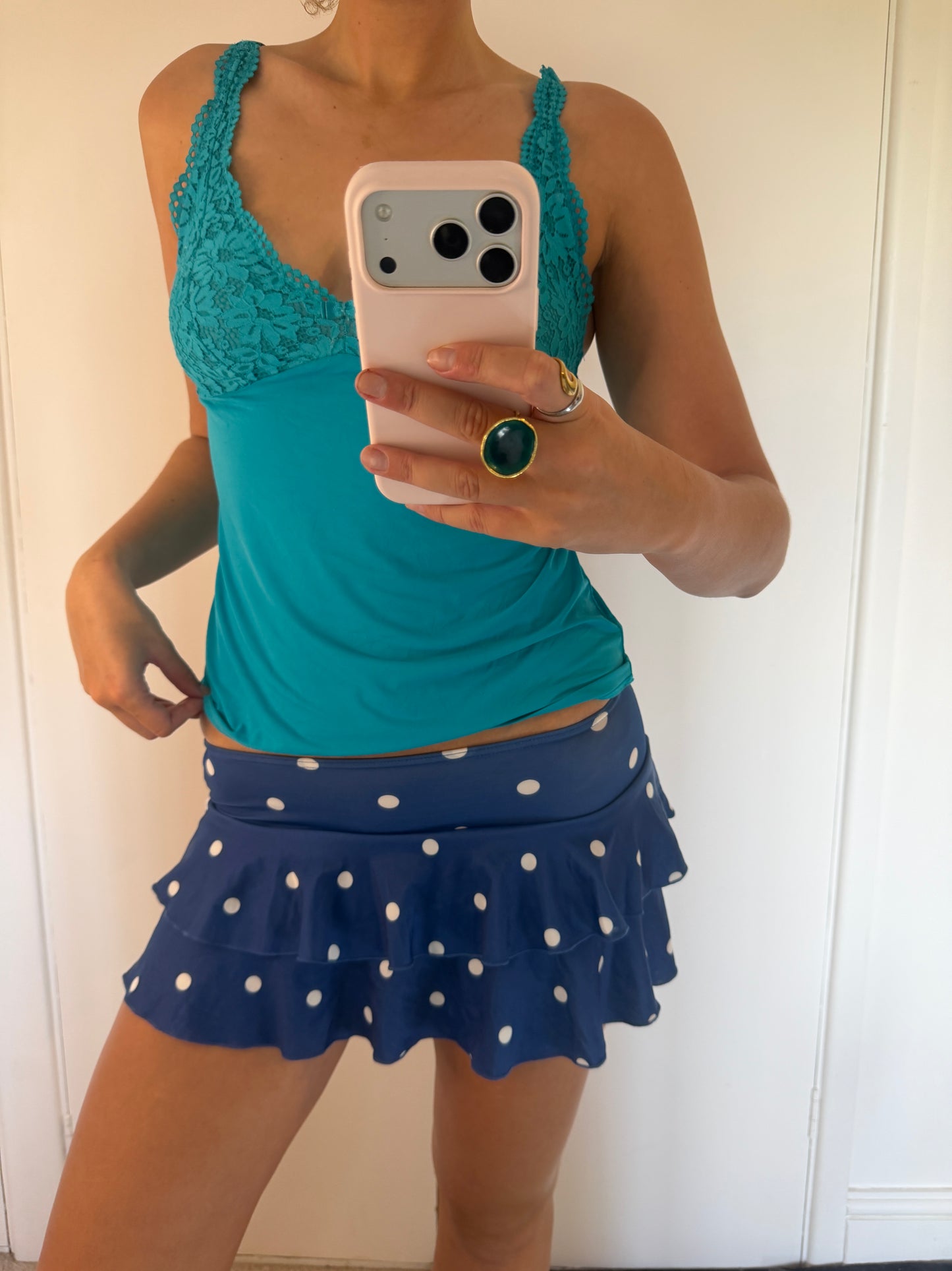 polka mini skirt