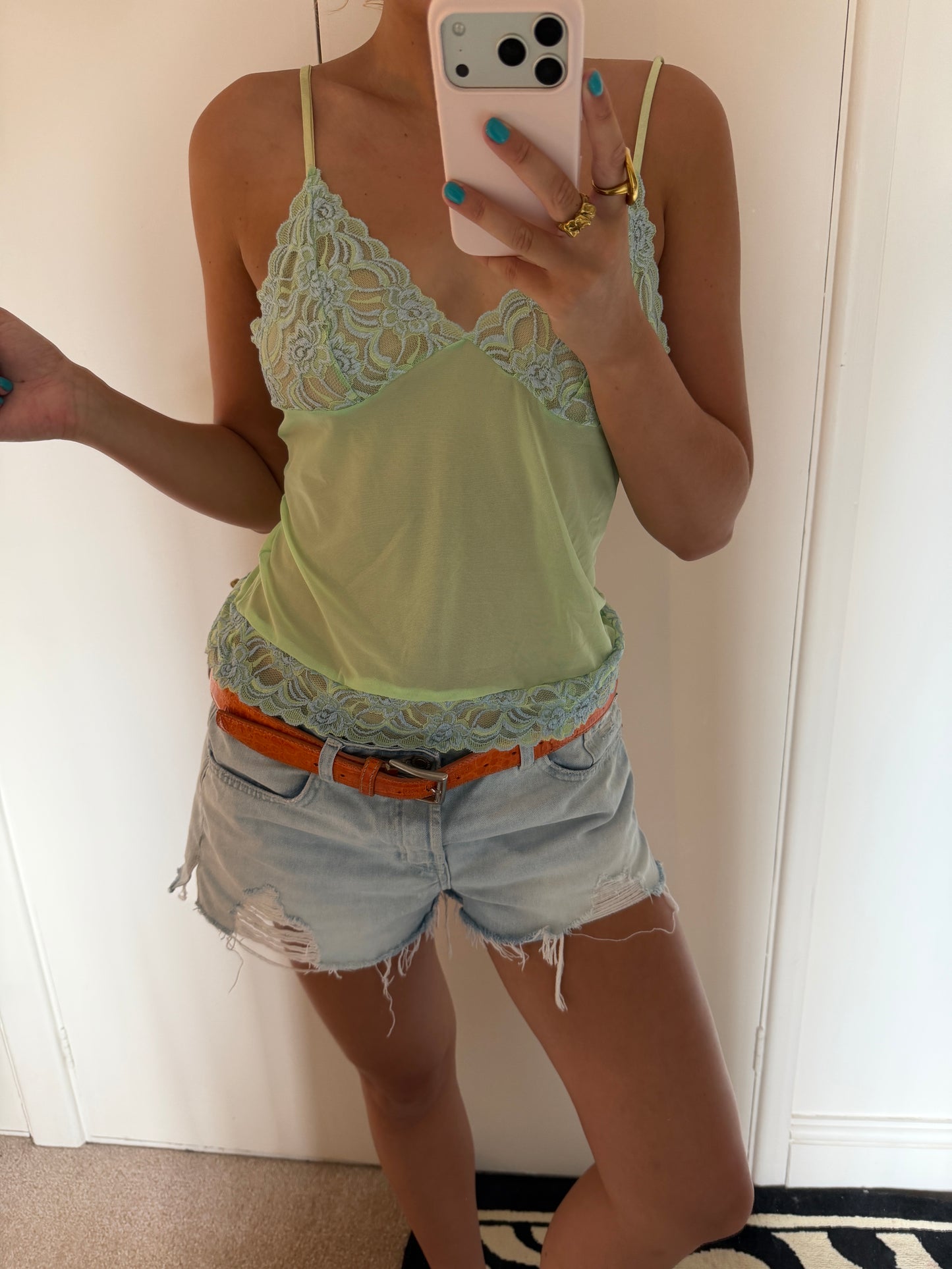 green laced cami