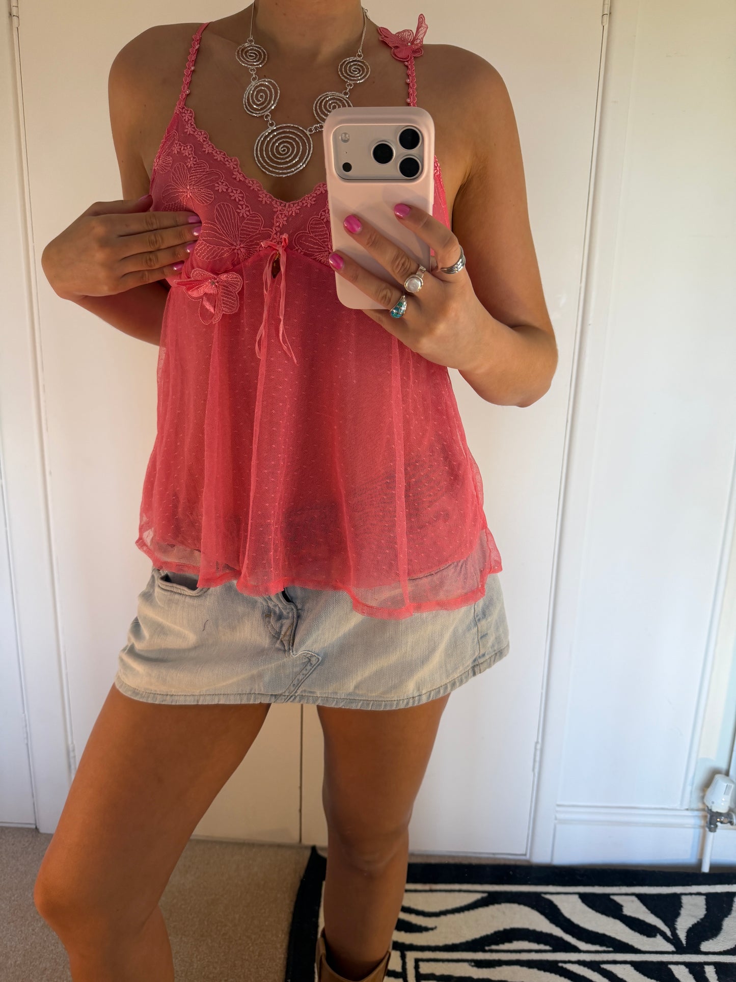 pink laced cami