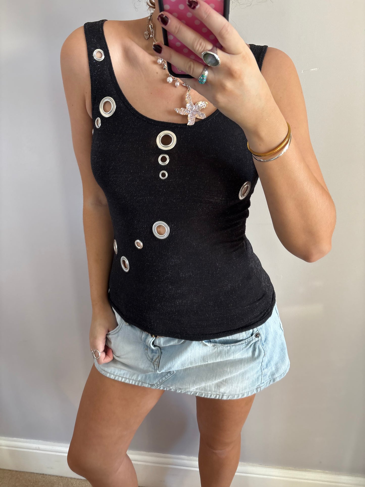 glitter grommet top