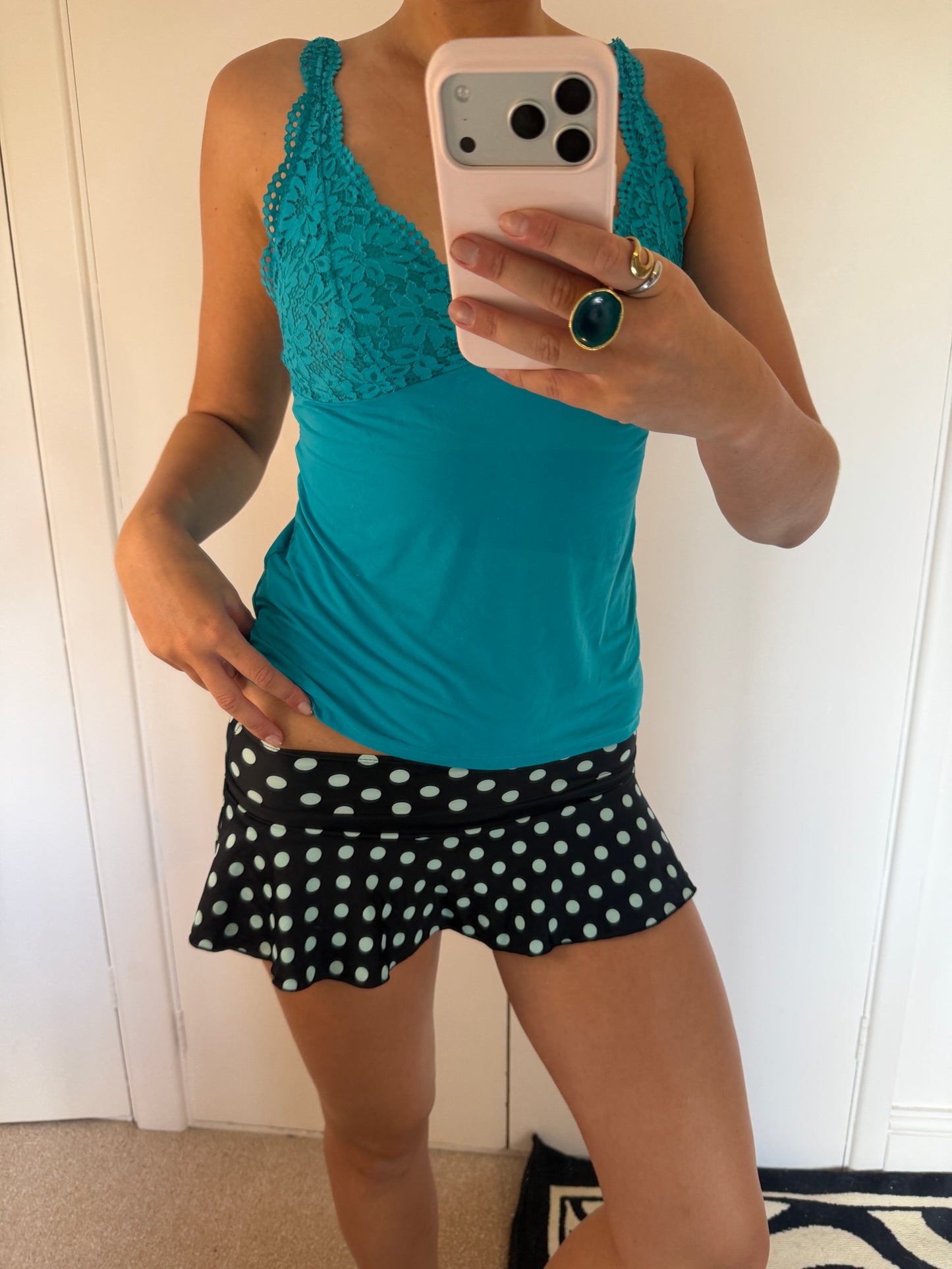 polka dot mini skirt