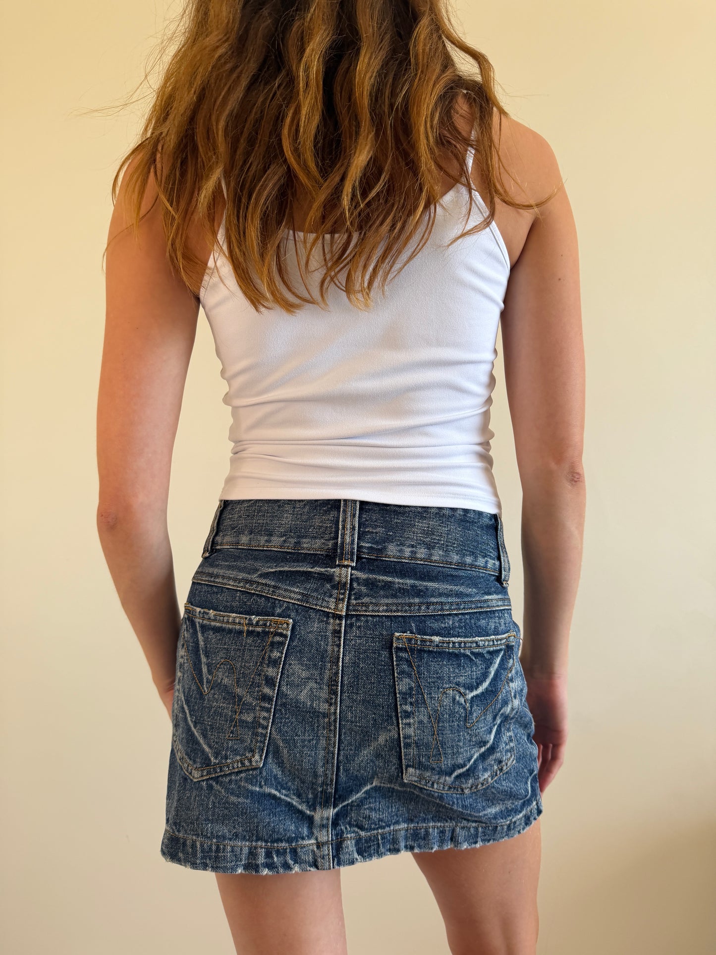 denim mini skirt