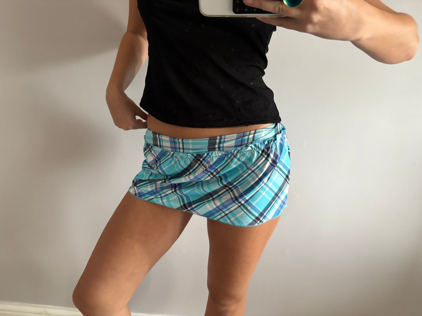 checkered mini skirt