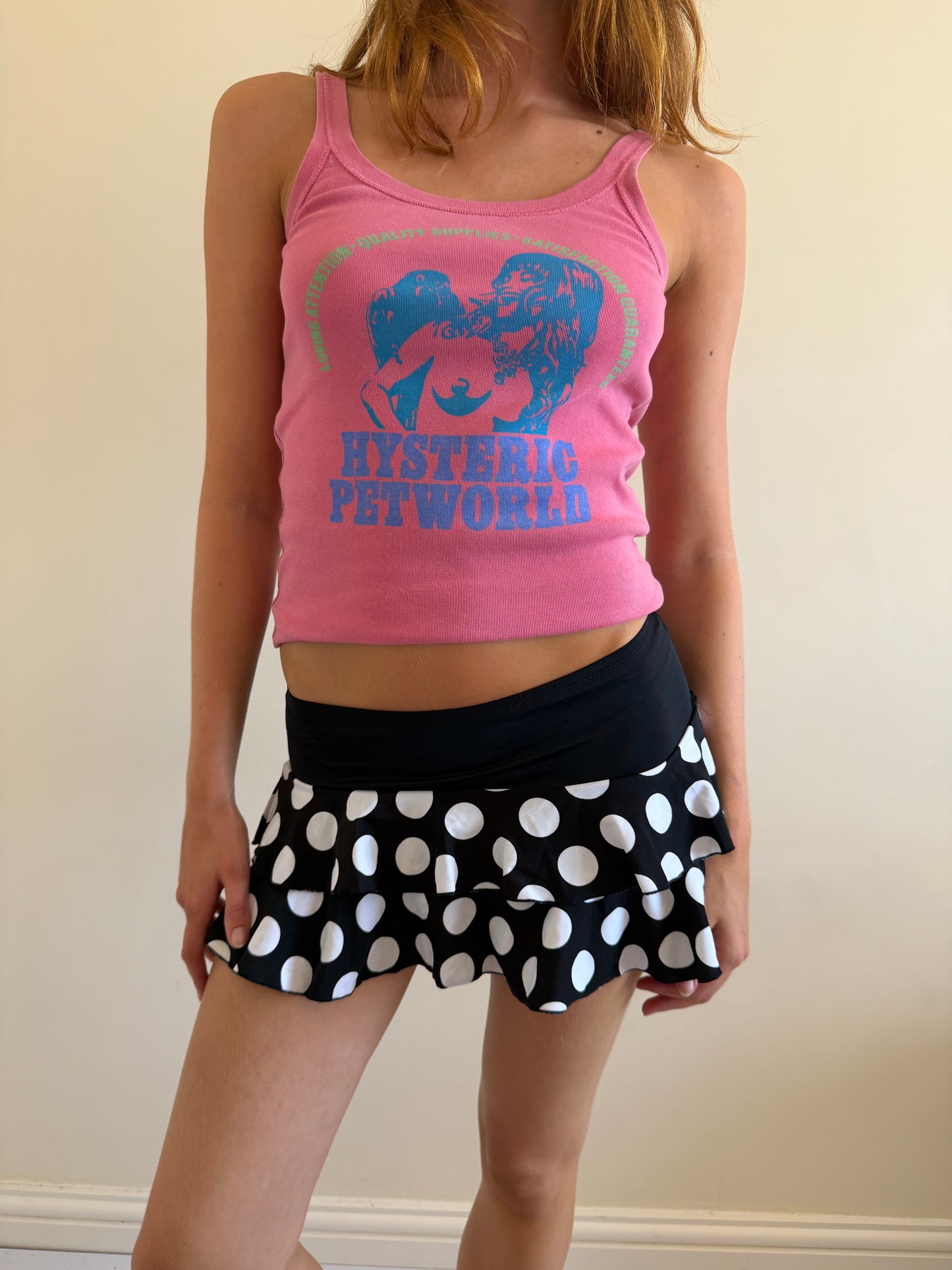 polka dot mini skirt