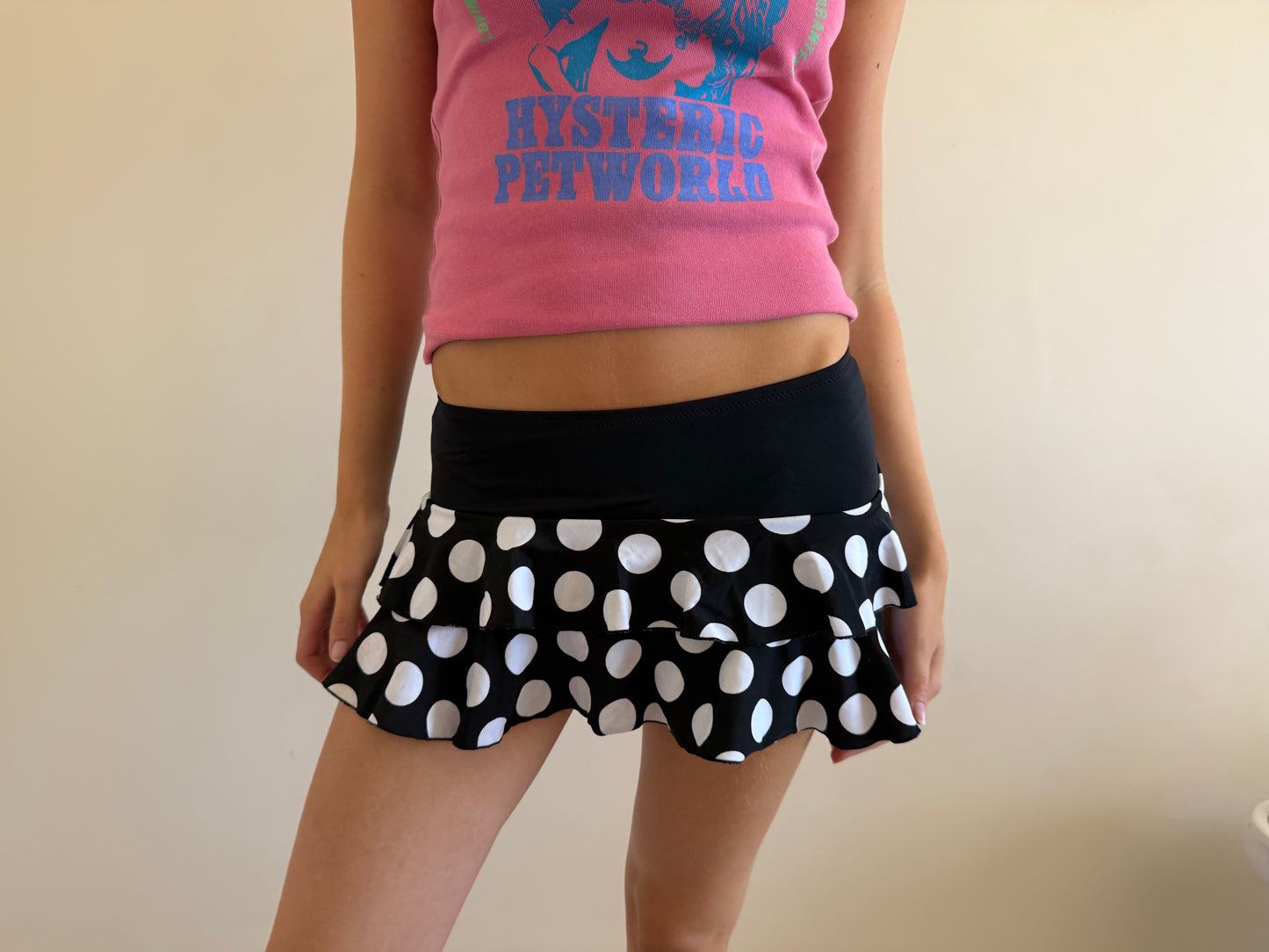 polka dot mini skirt