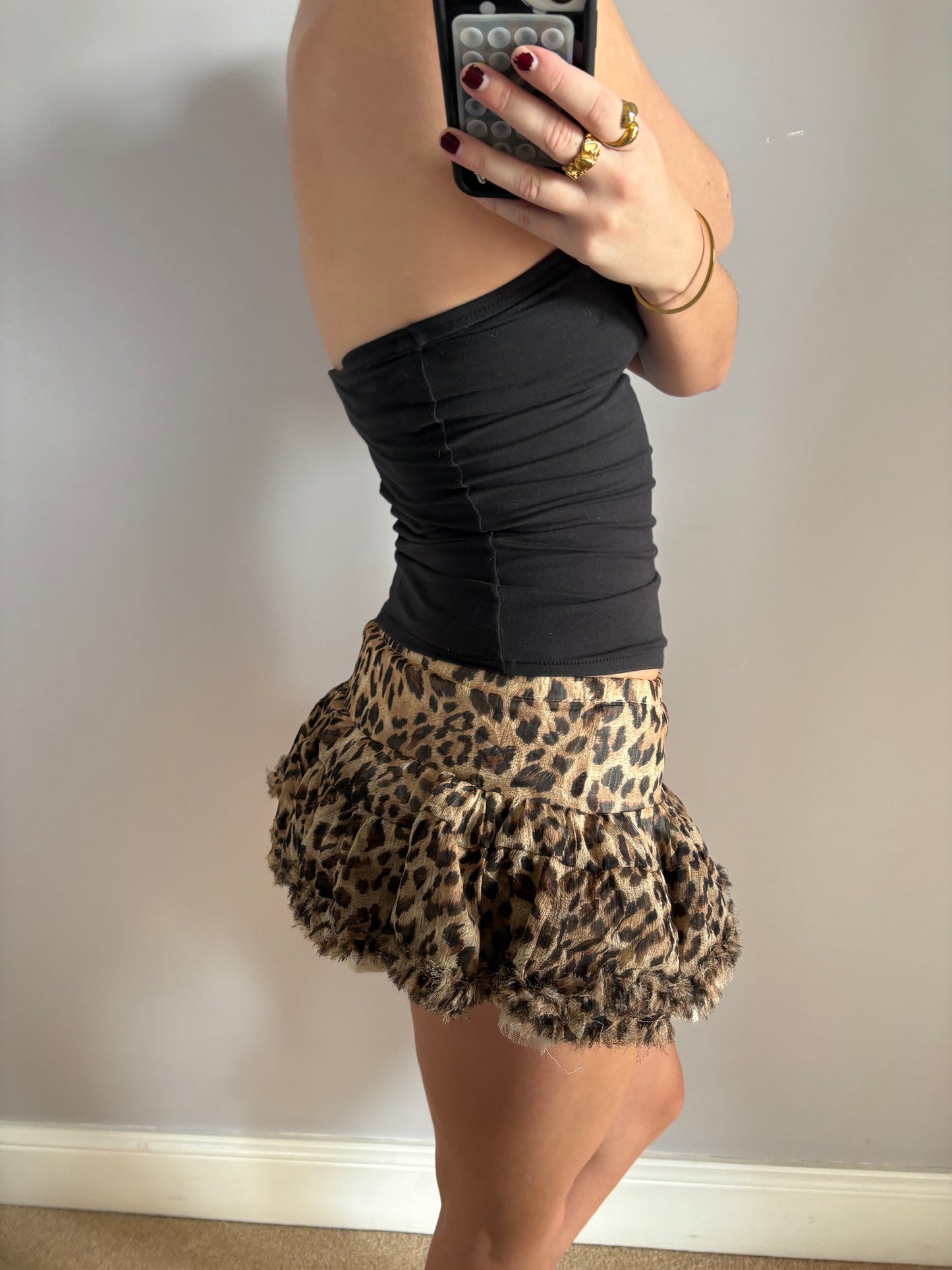 leopard mini skirt