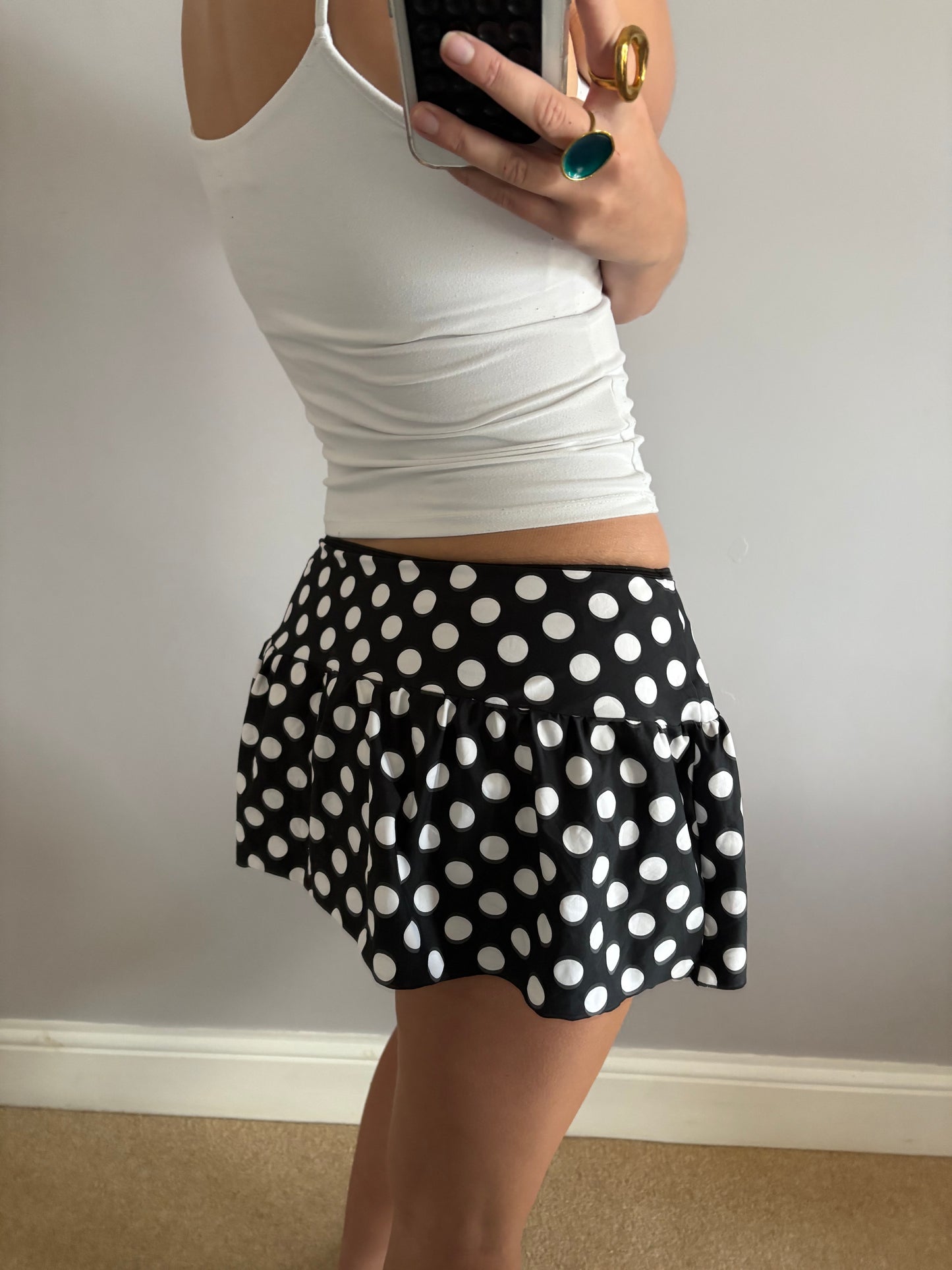 polka dot mini skirt