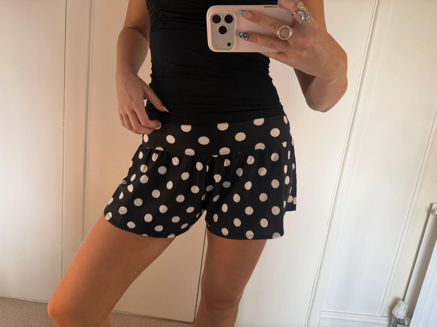 polka mini shorts