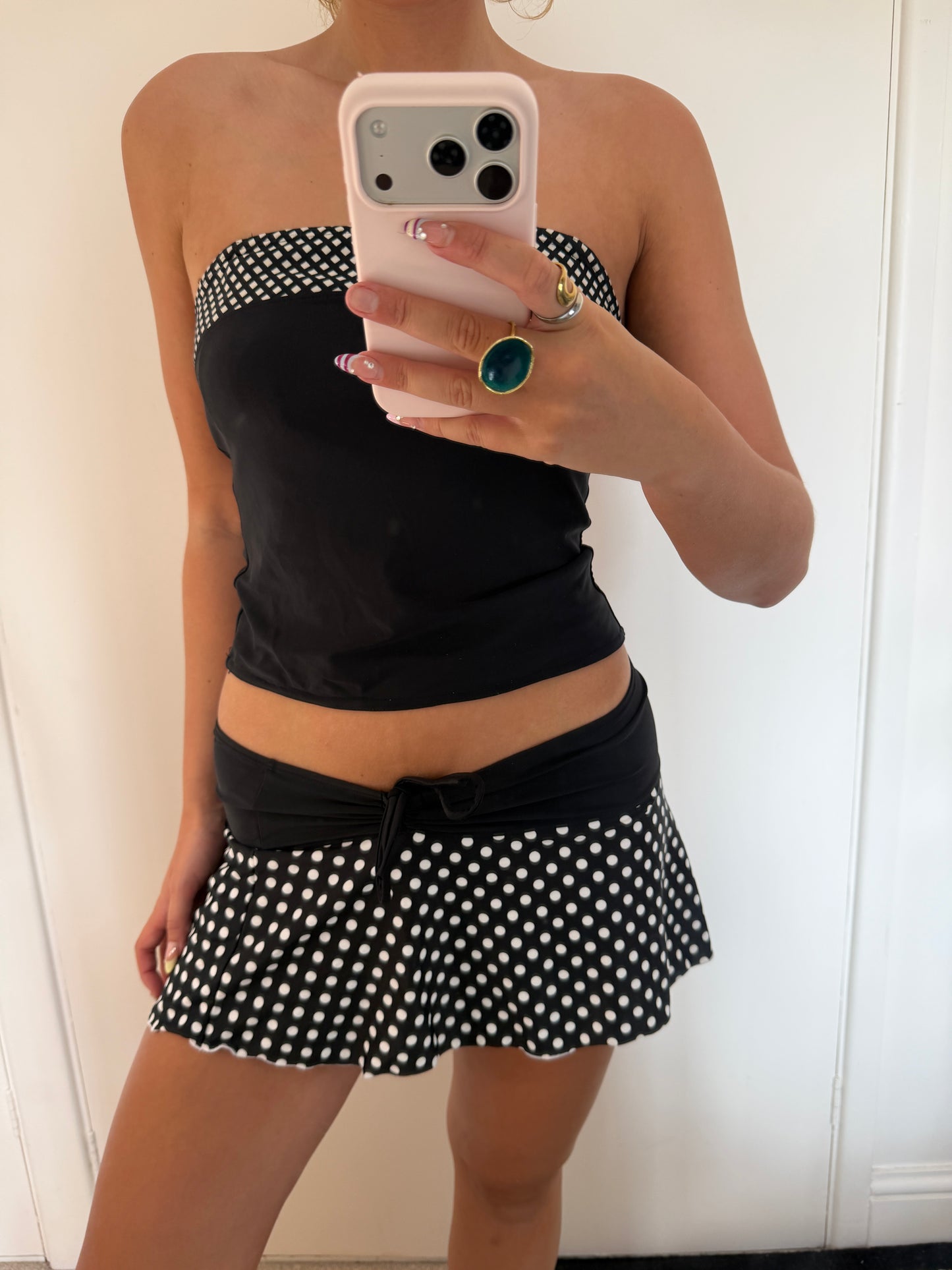 polka mini skirt