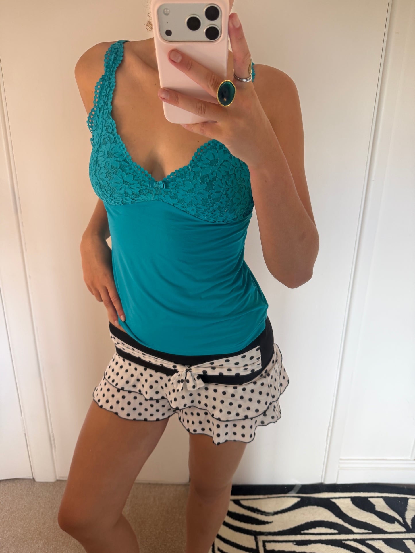 polka dot mini skirt