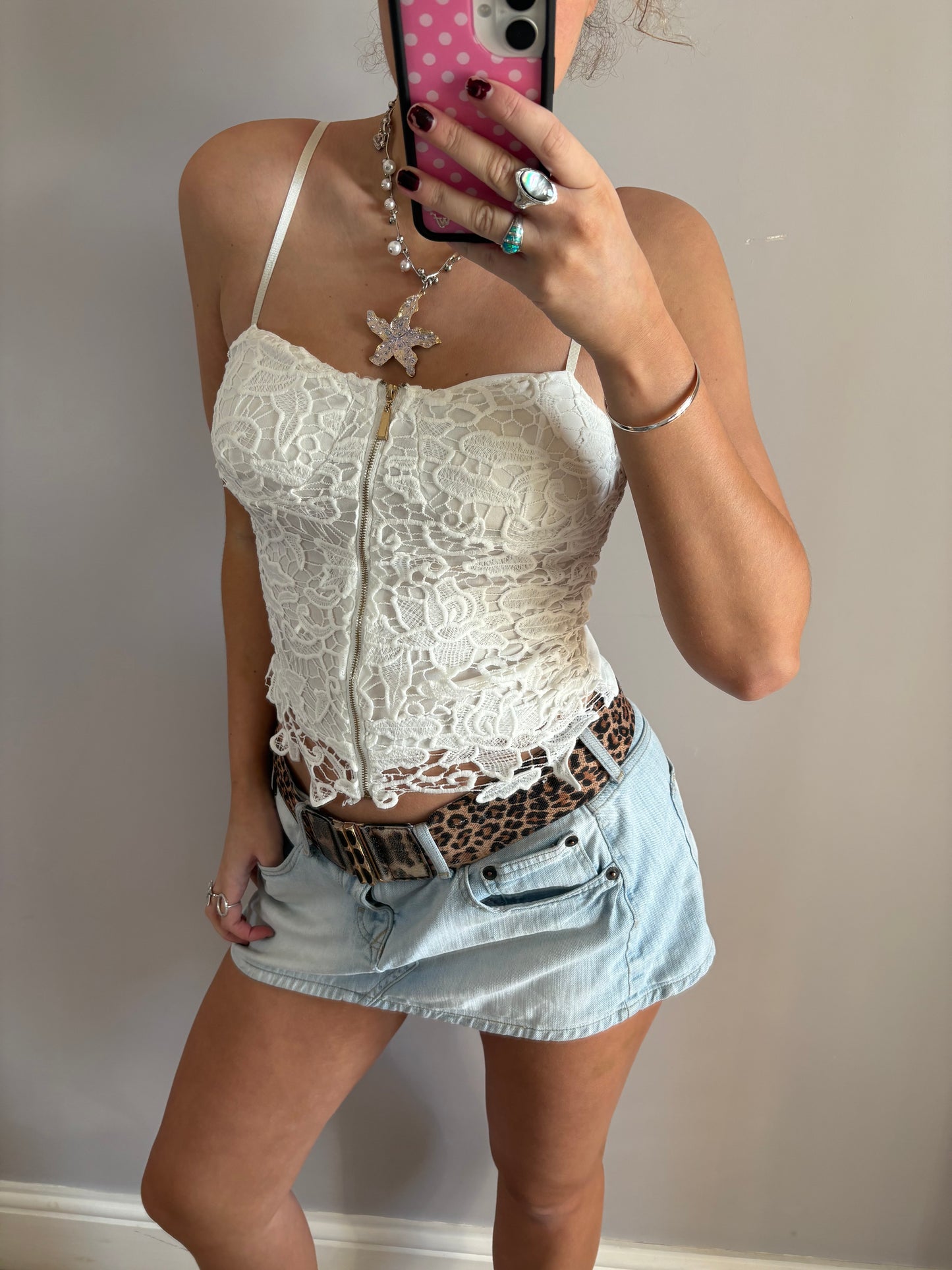 white laced cami