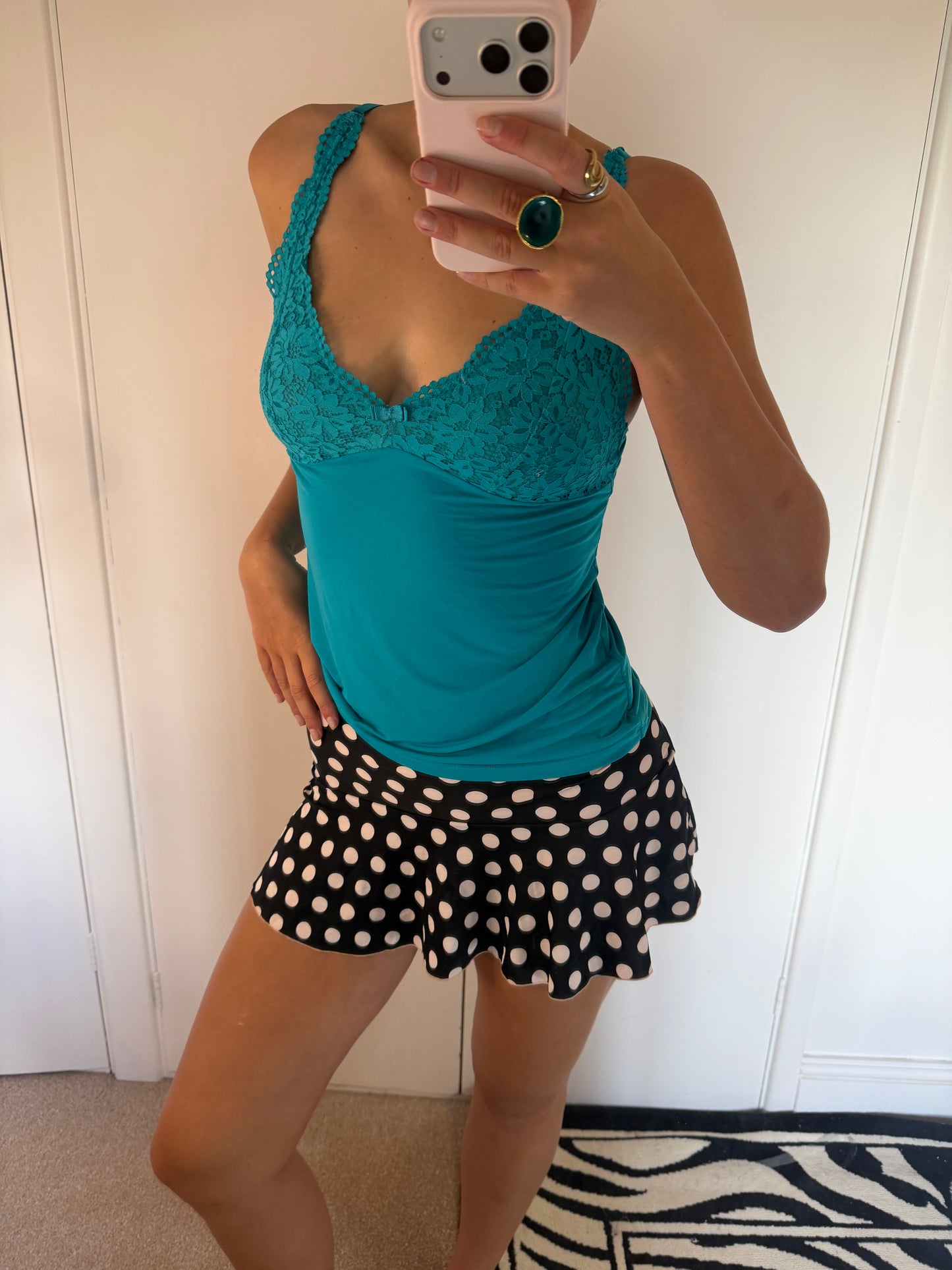 polka mini skirt