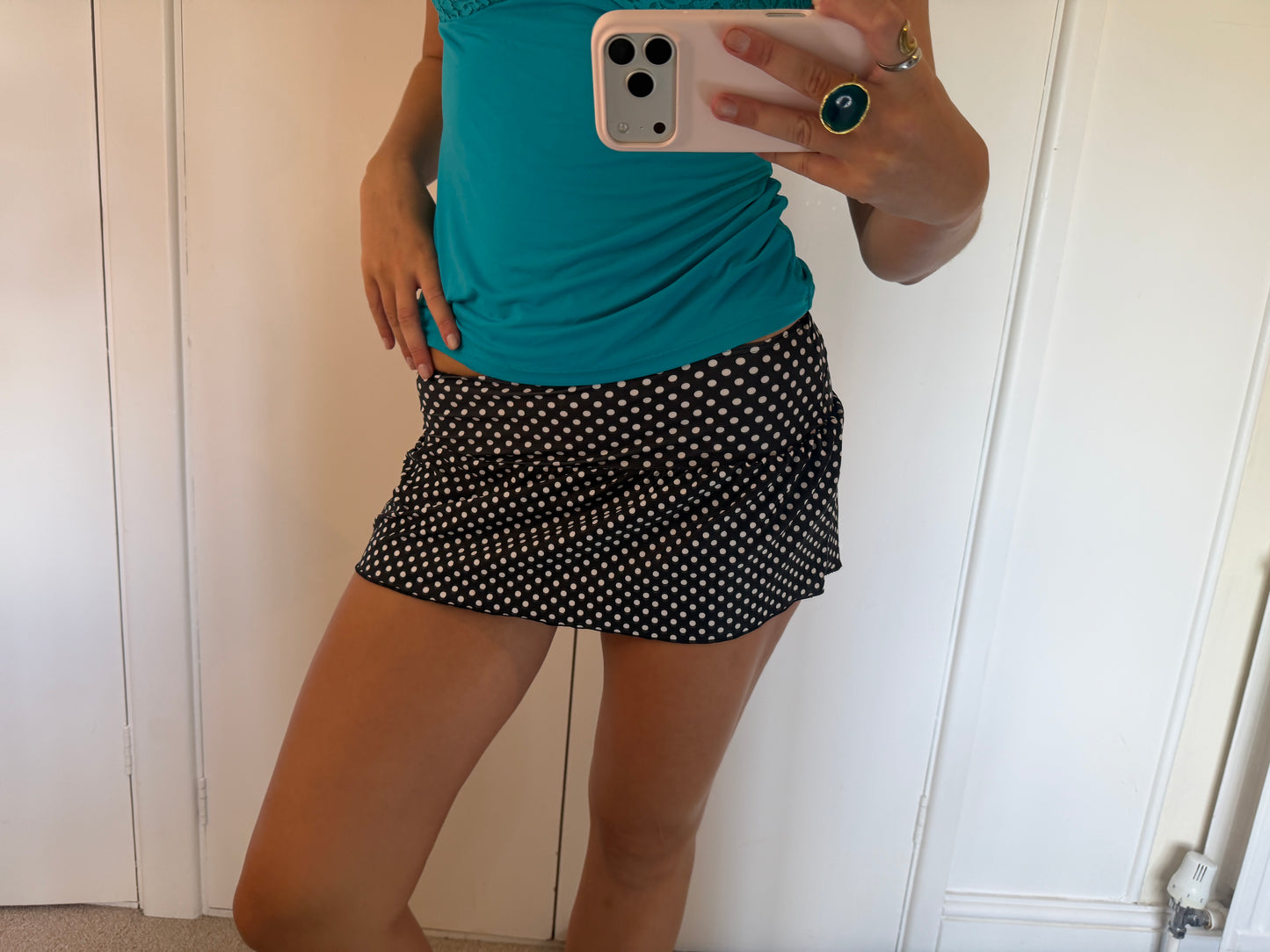 polka mini skirt