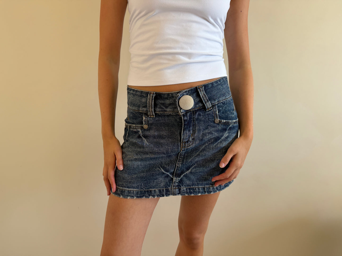 denim mini skirt