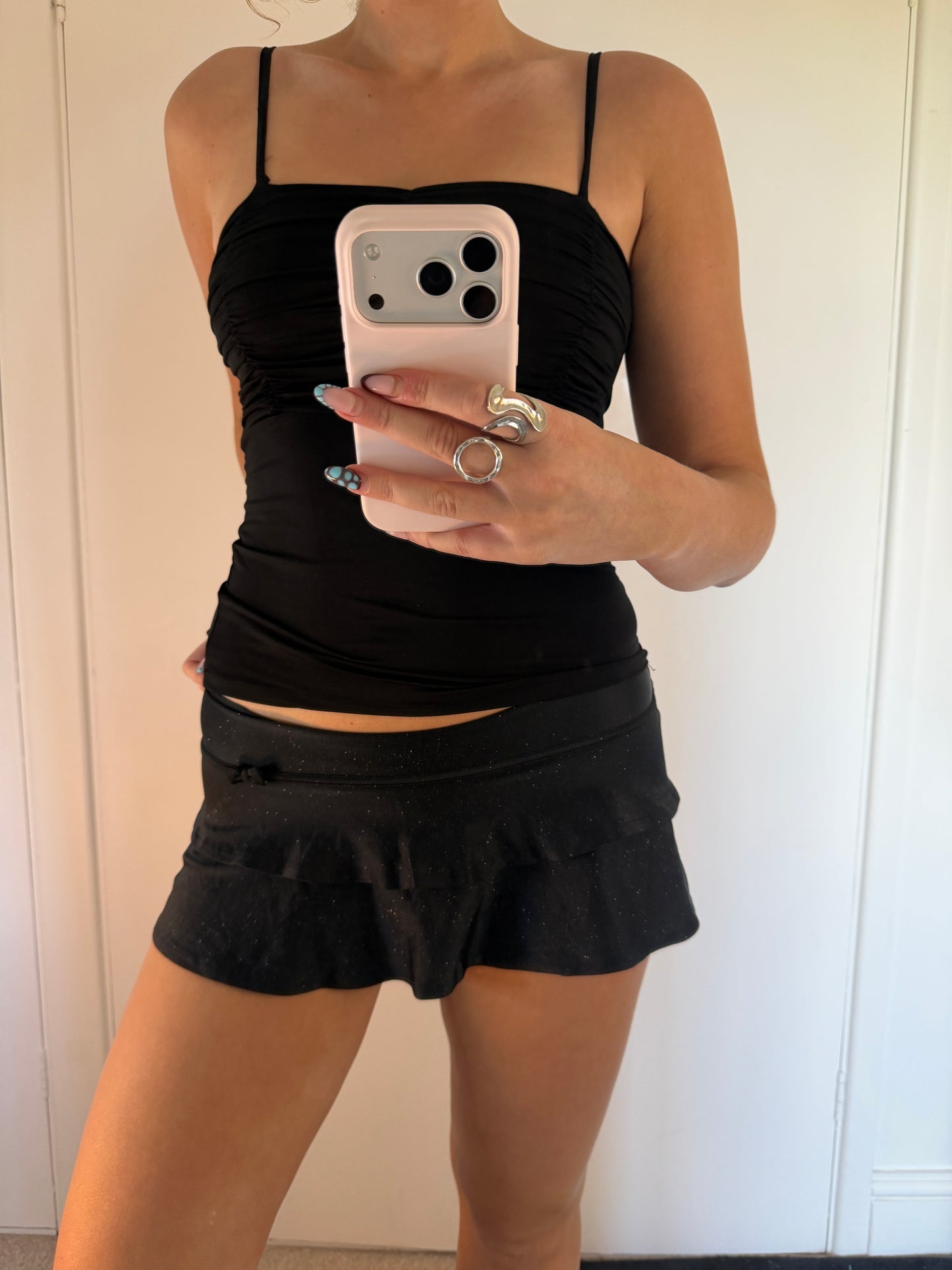 black mini skirt