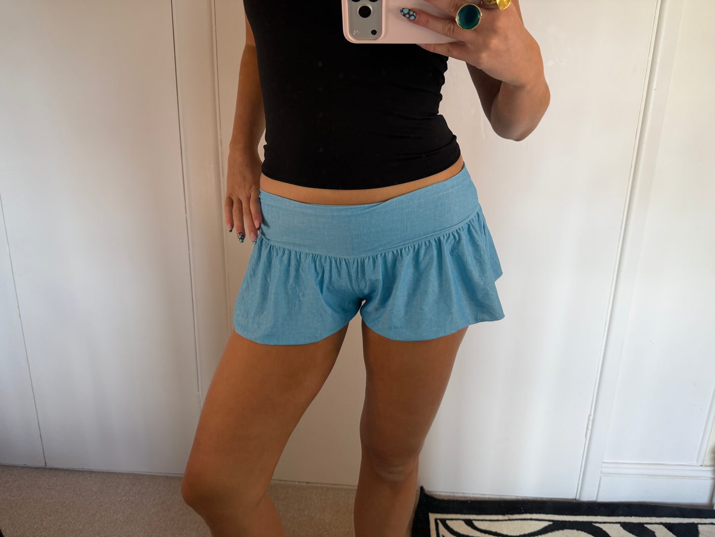 blue mini shorts