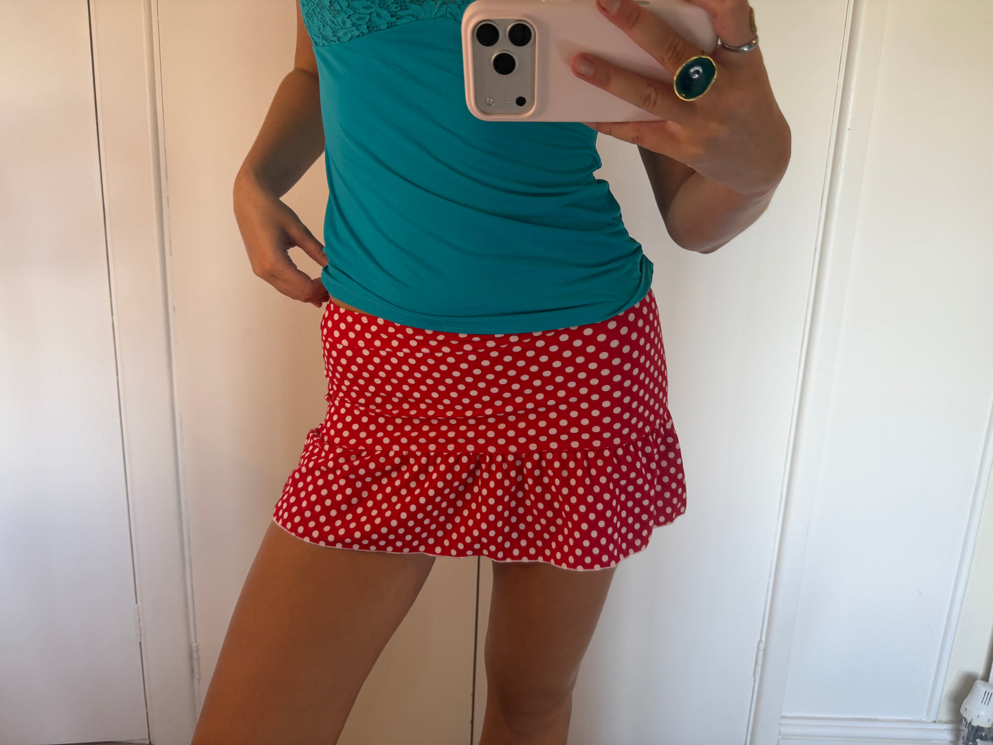polka dot mini skirt