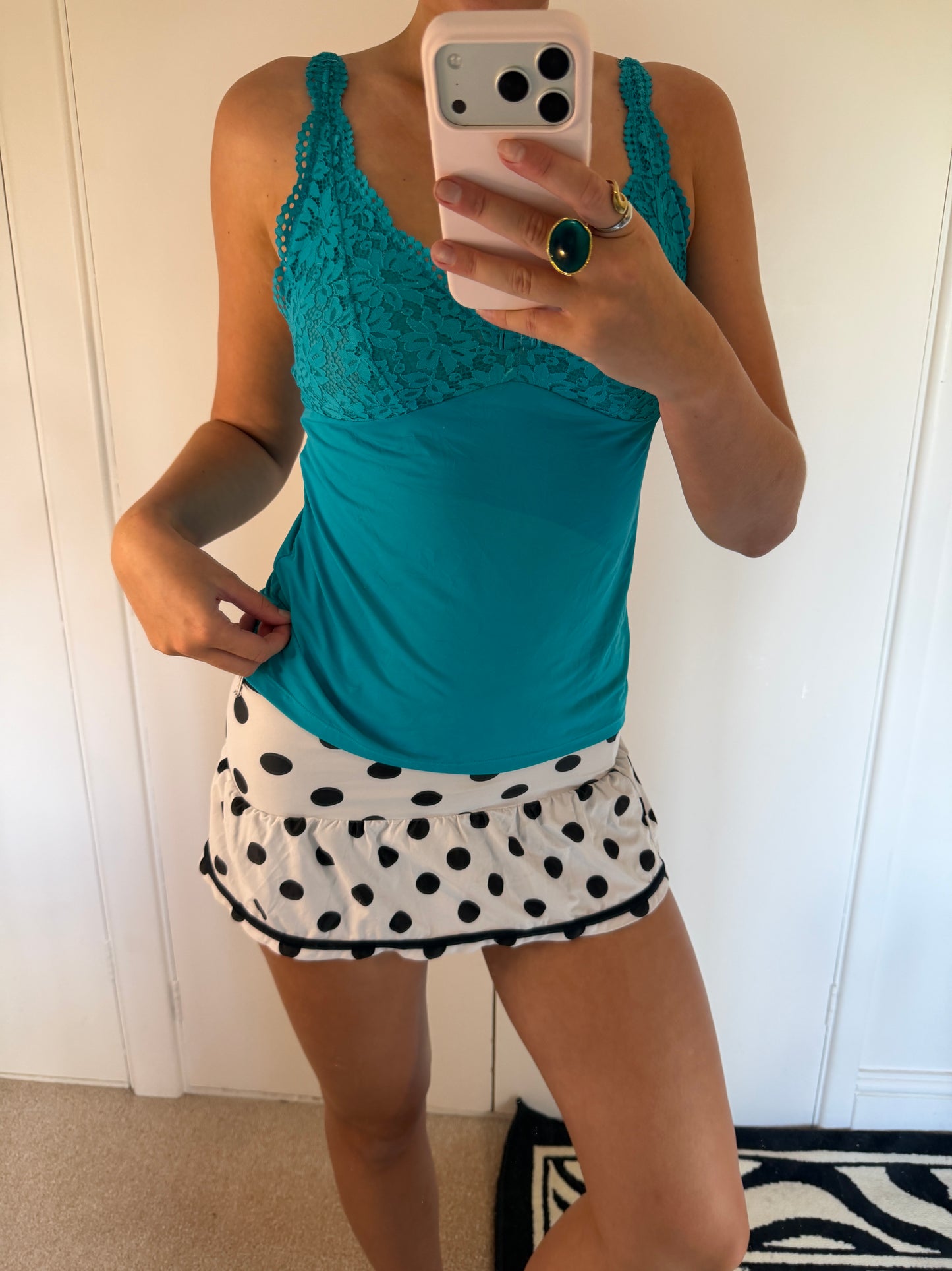 polka mini skirt