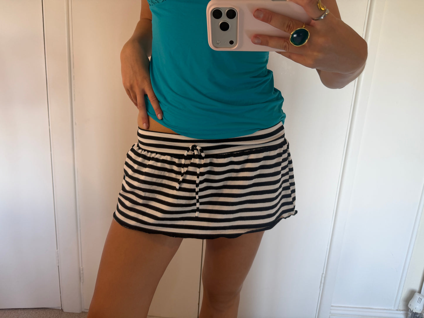 striped mini skirt