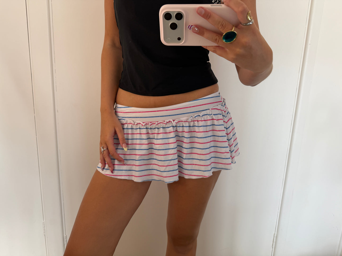 striped mini skirt