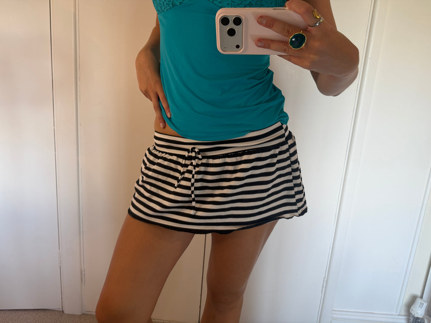 striped mini skirt