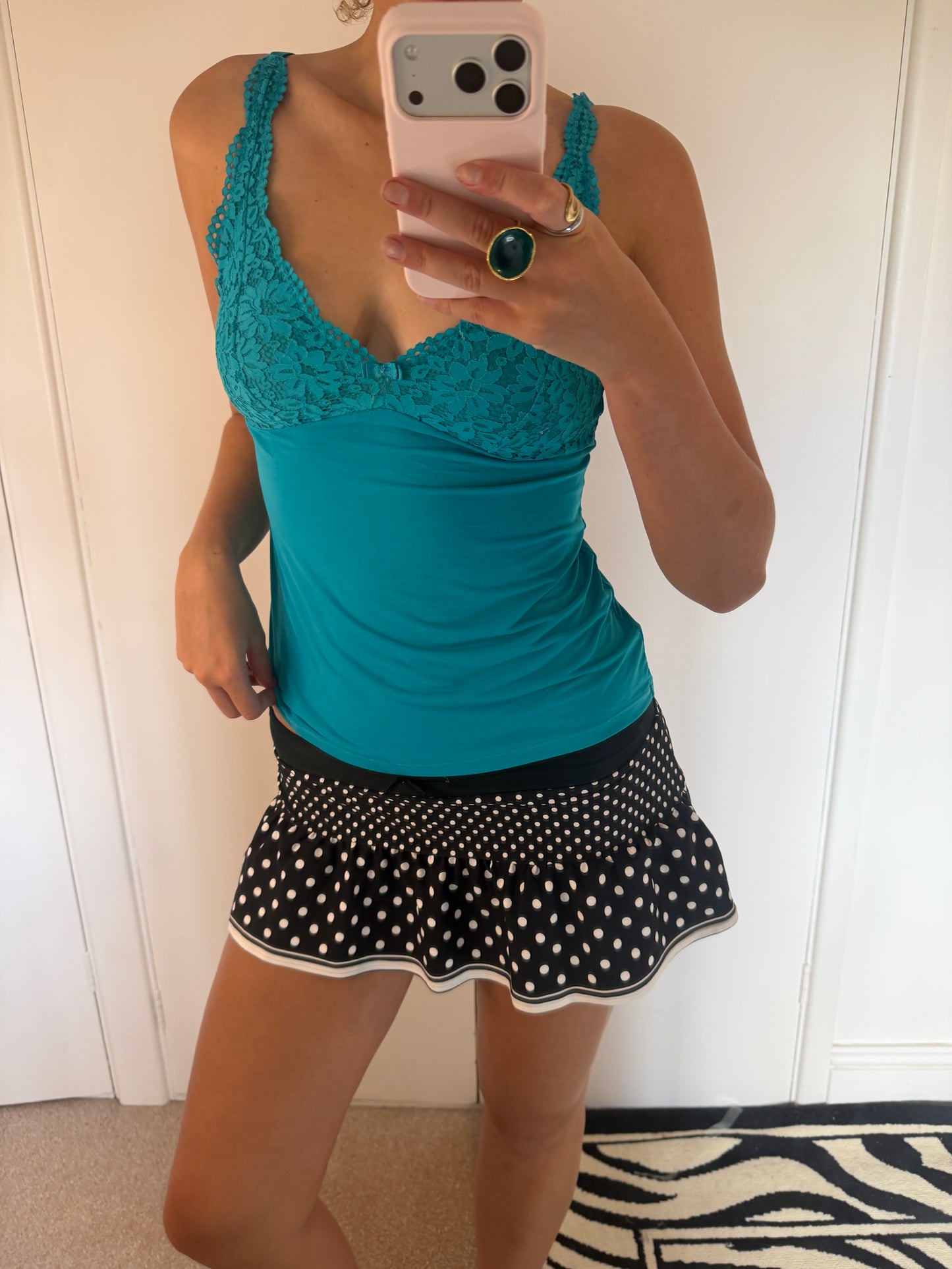 polka dot mini skirt