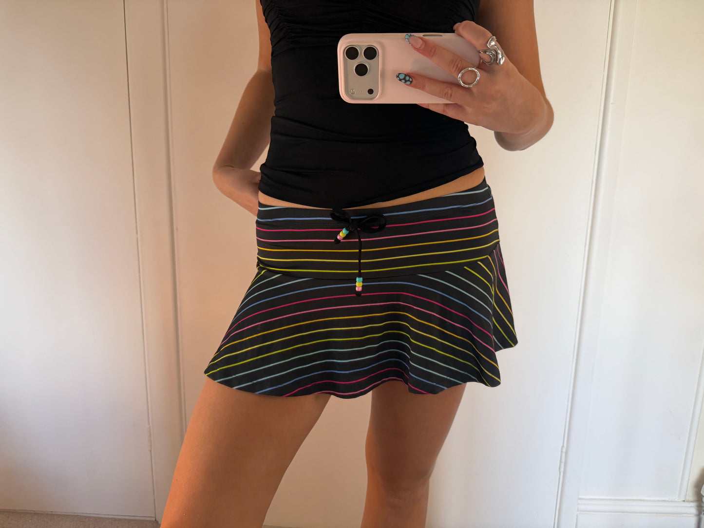 striped mini skirt