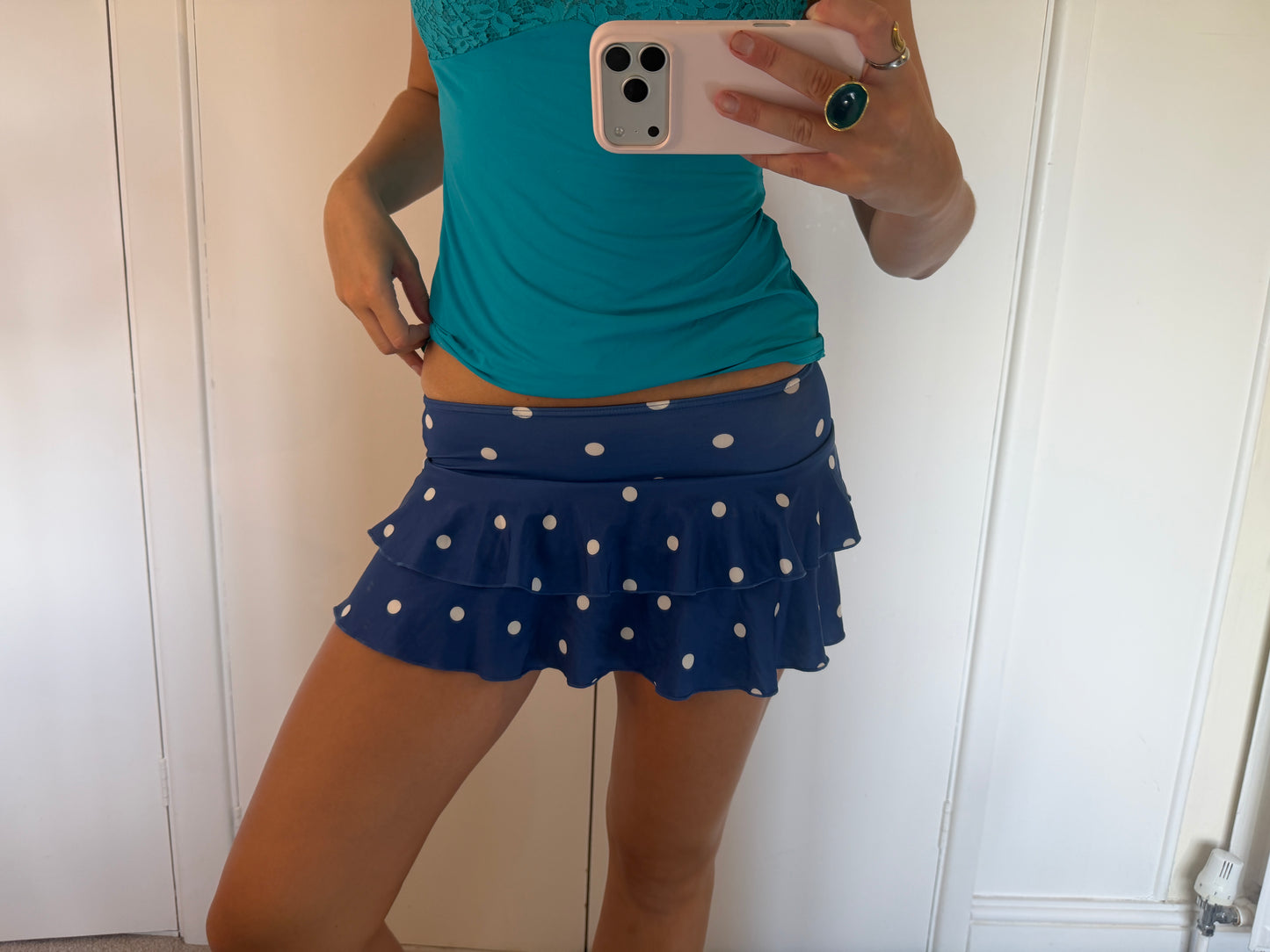 polka mini skirt