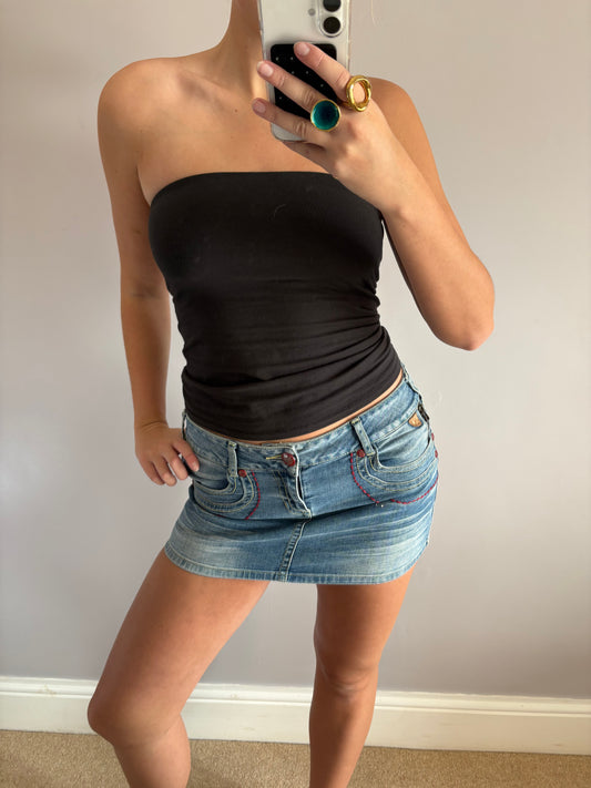 denim mini skirt