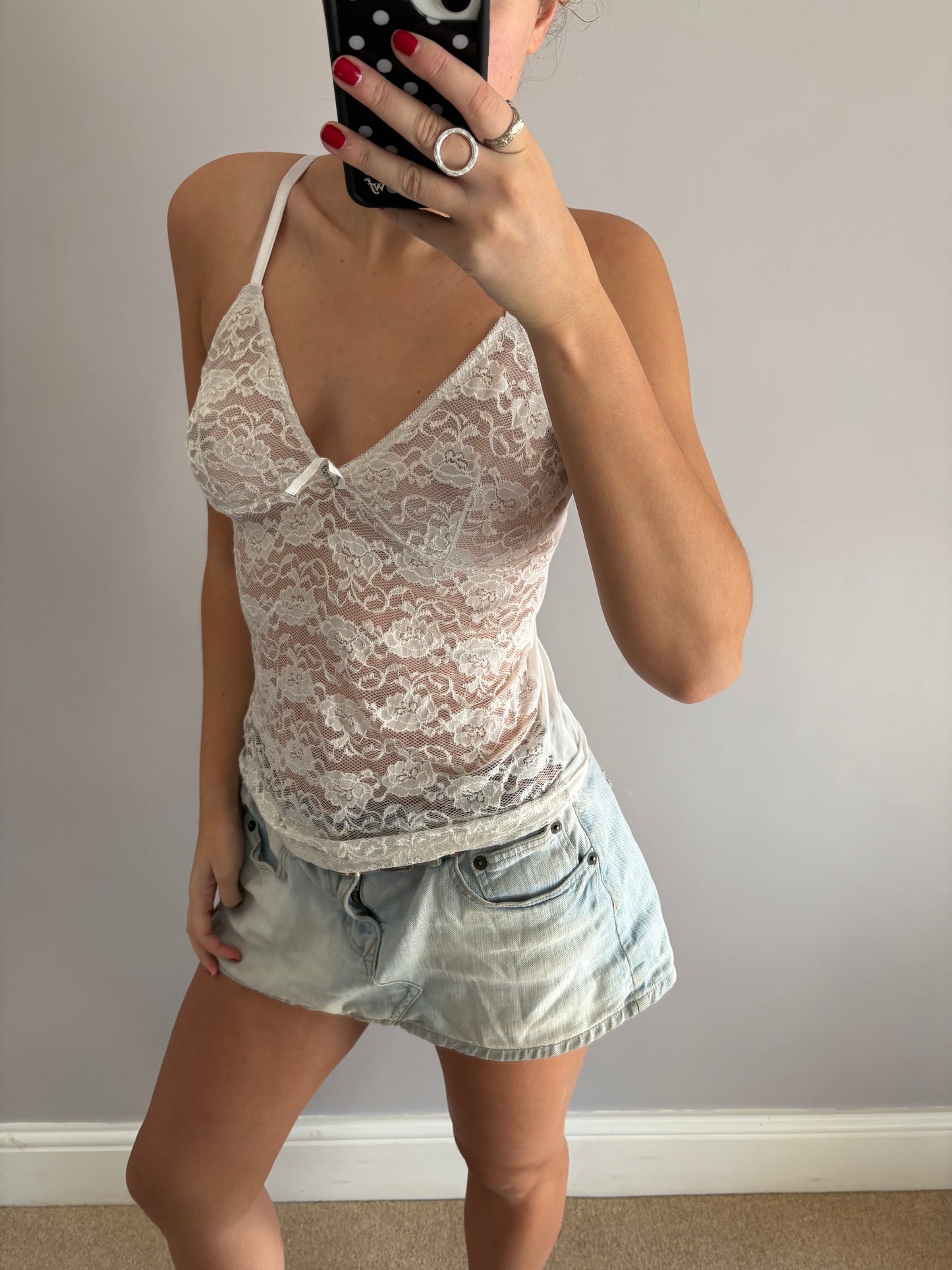 white laced cami