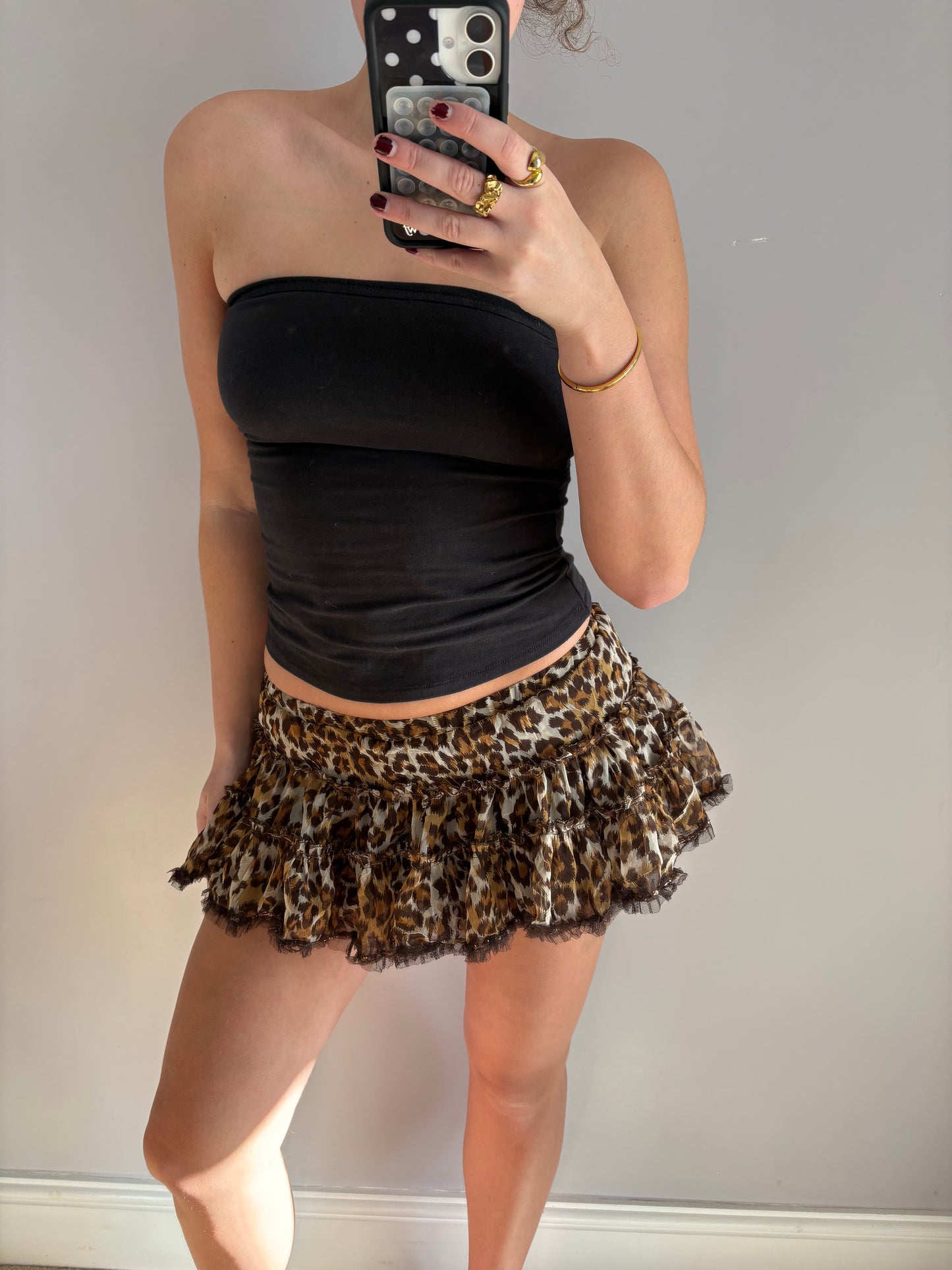 leopard mini skirt