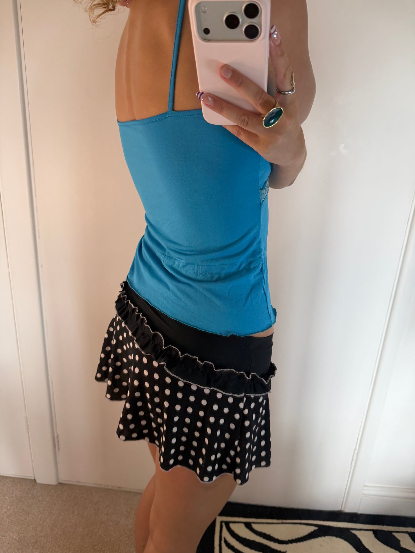 polka mini skirt
