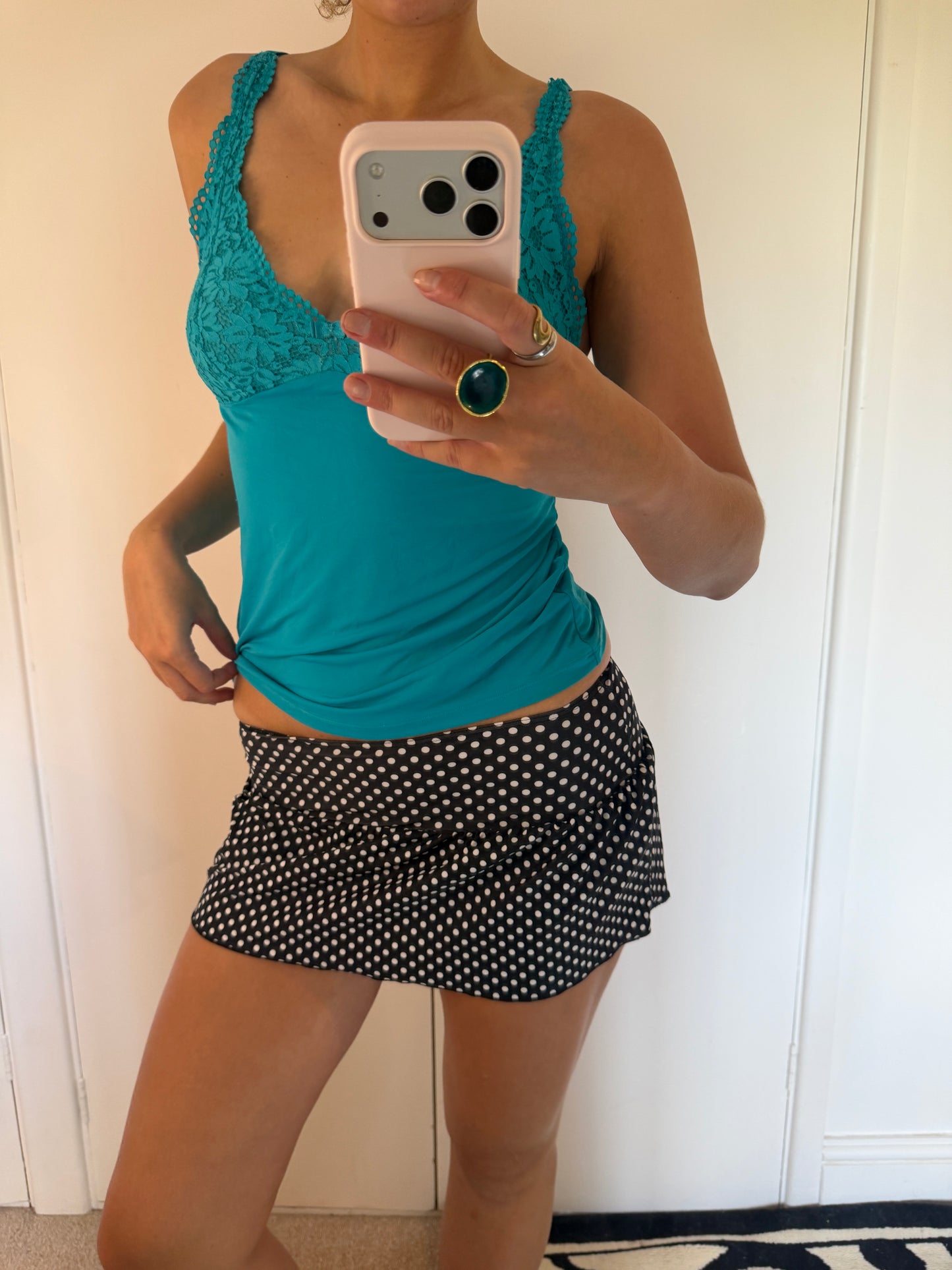 polka mini skirt