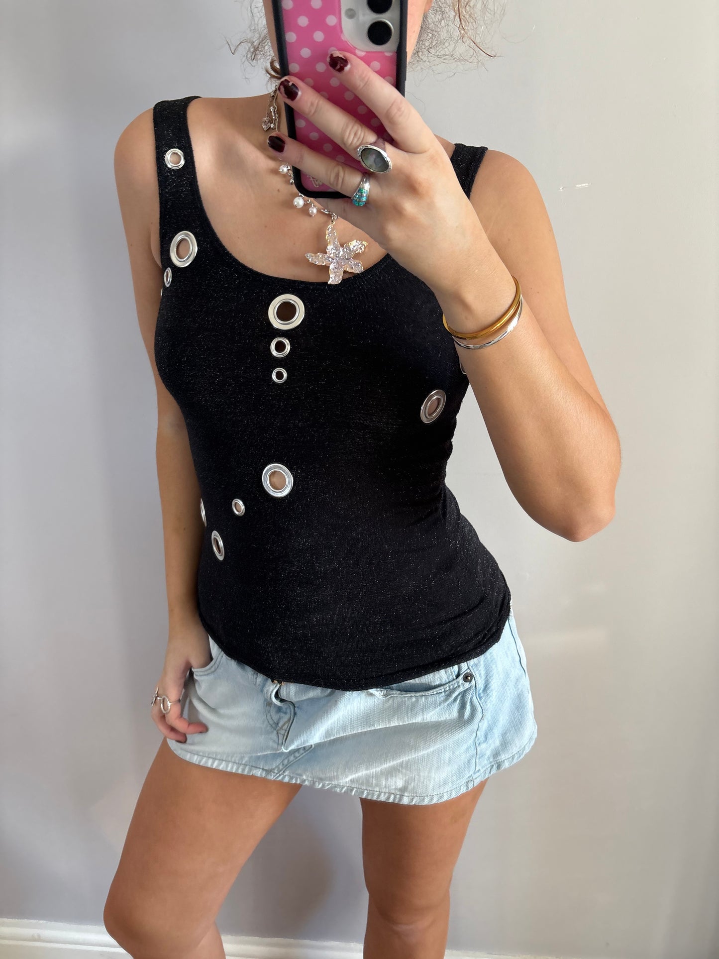 glitter grommet top