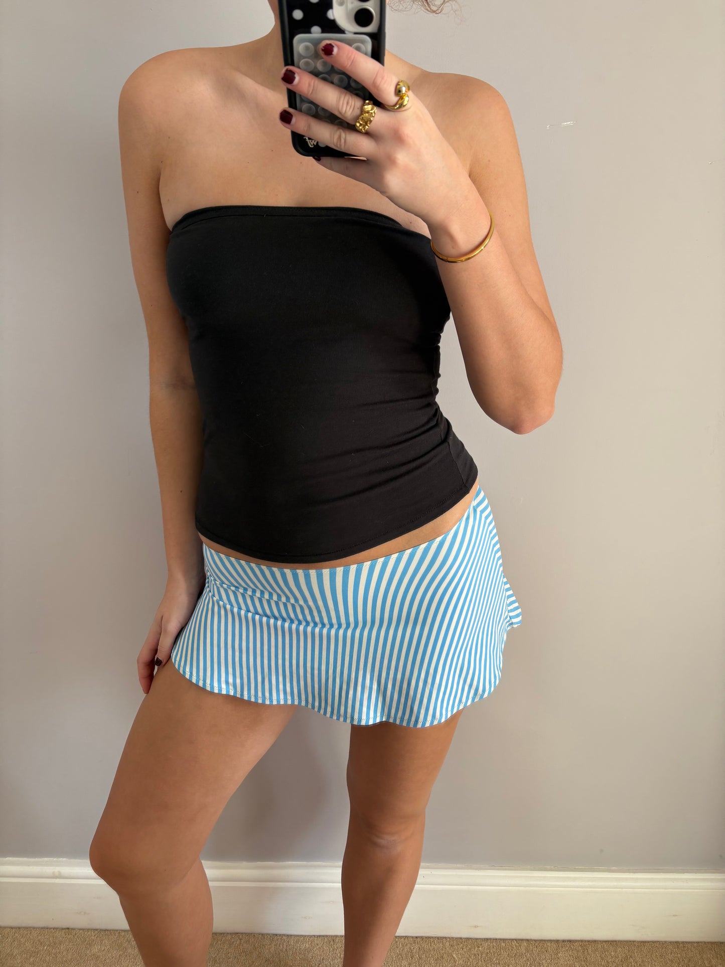 pinstriped mini skirt