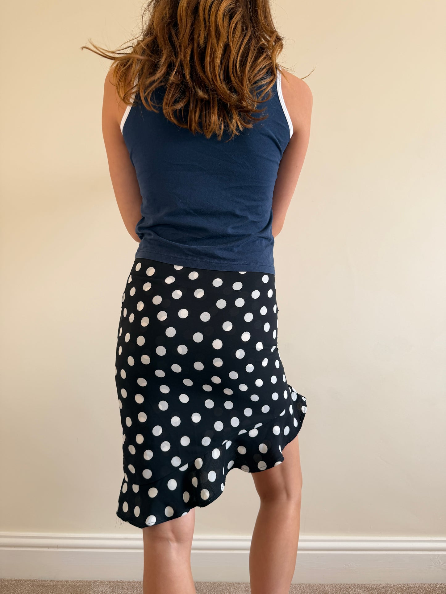 polka midi skirt