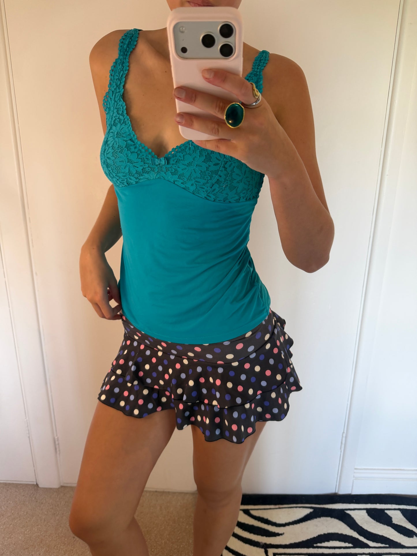 polka mini skirt