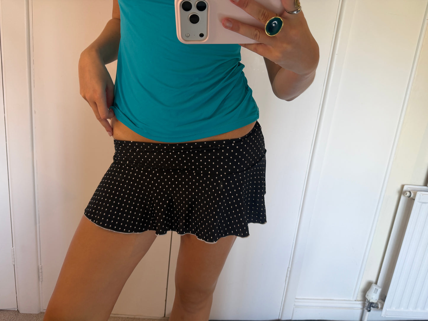 polka mini skirt