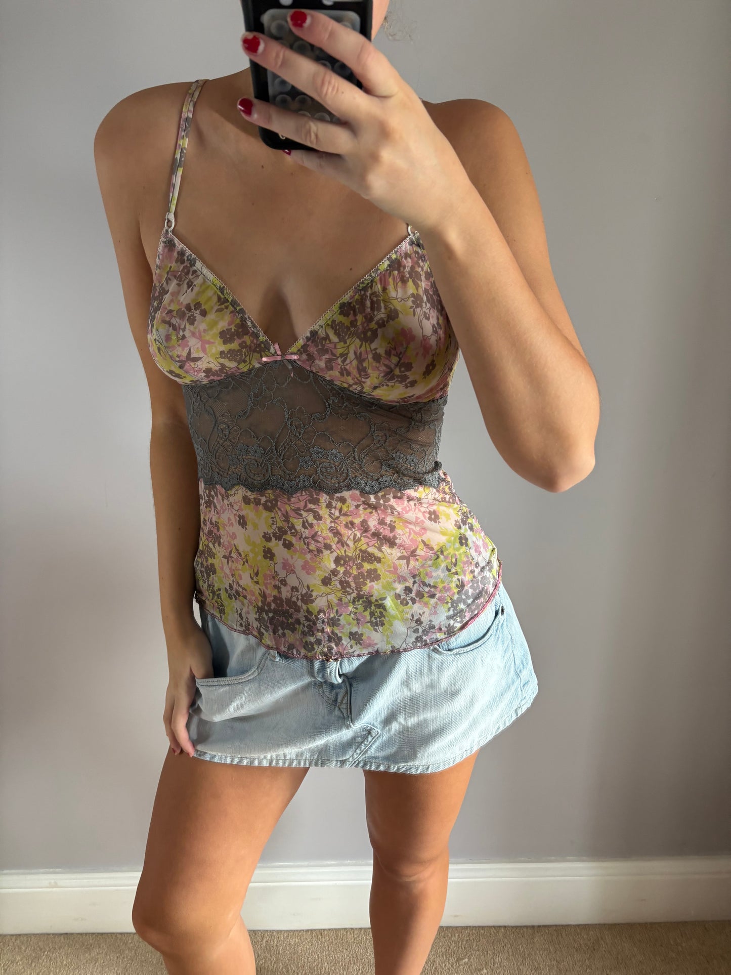 flower mesh cami
